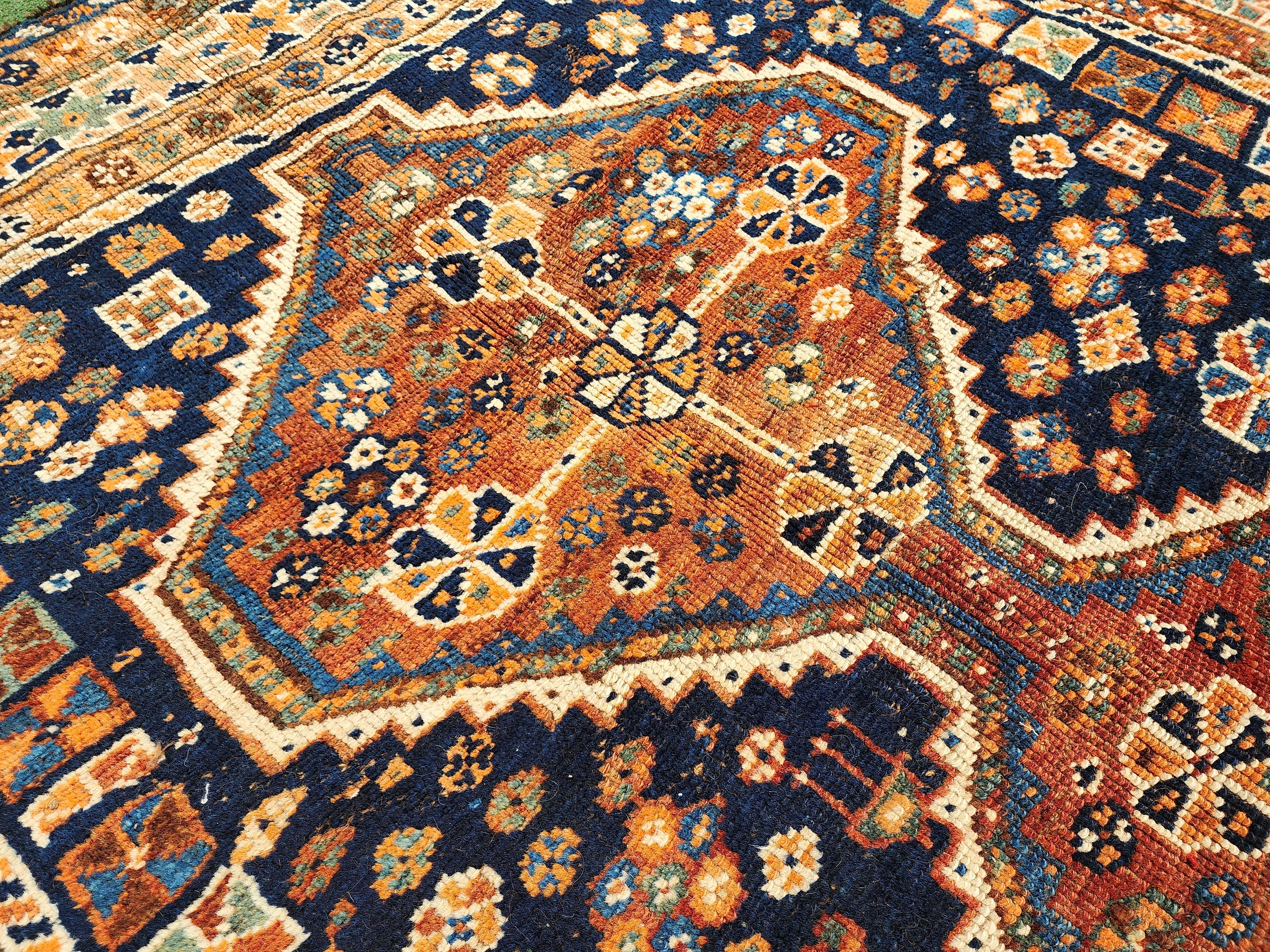 antique Anatolian Wool Area Rug — edge weave