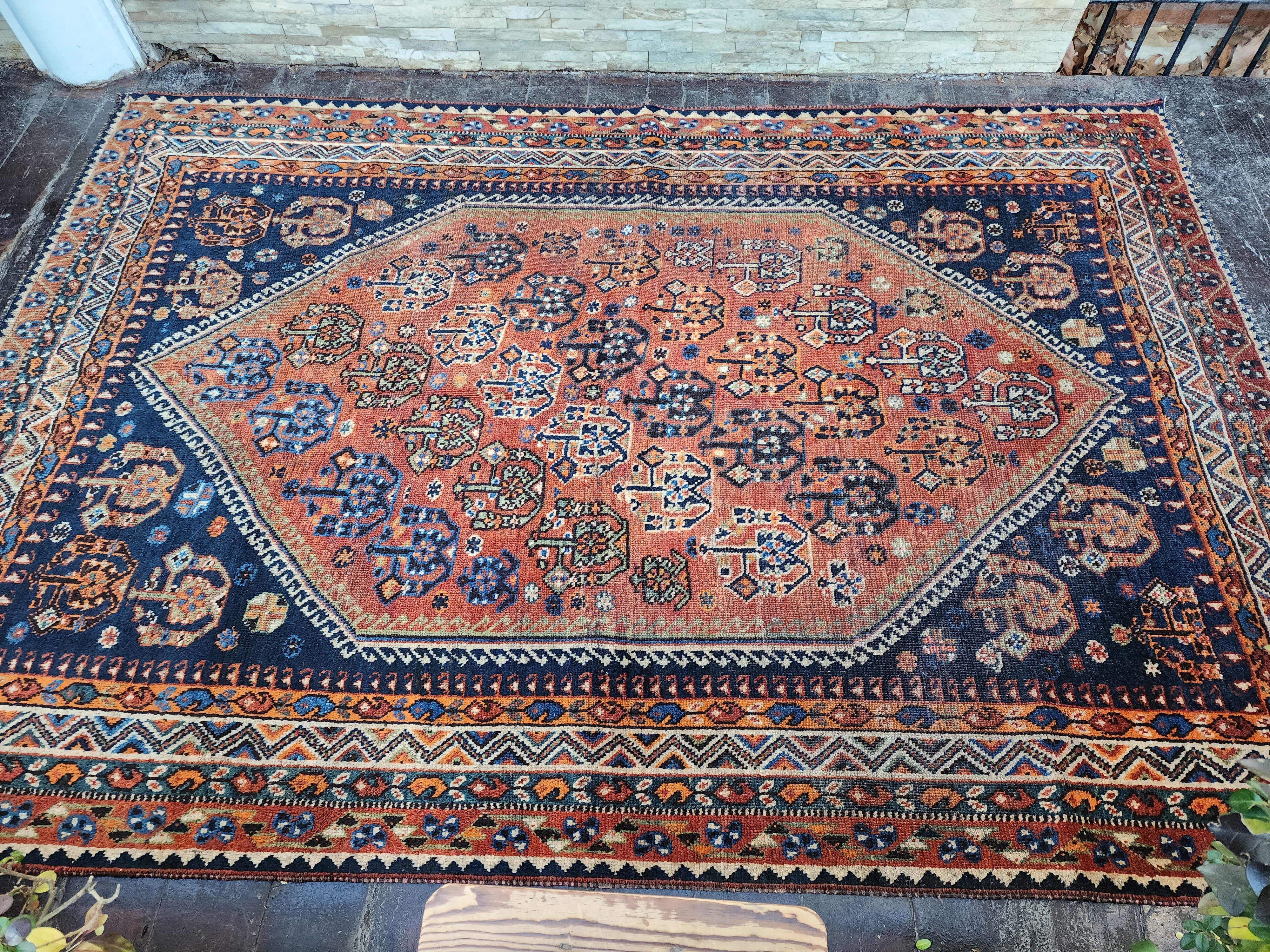 antique Persian Wool Area Rug — detail texture