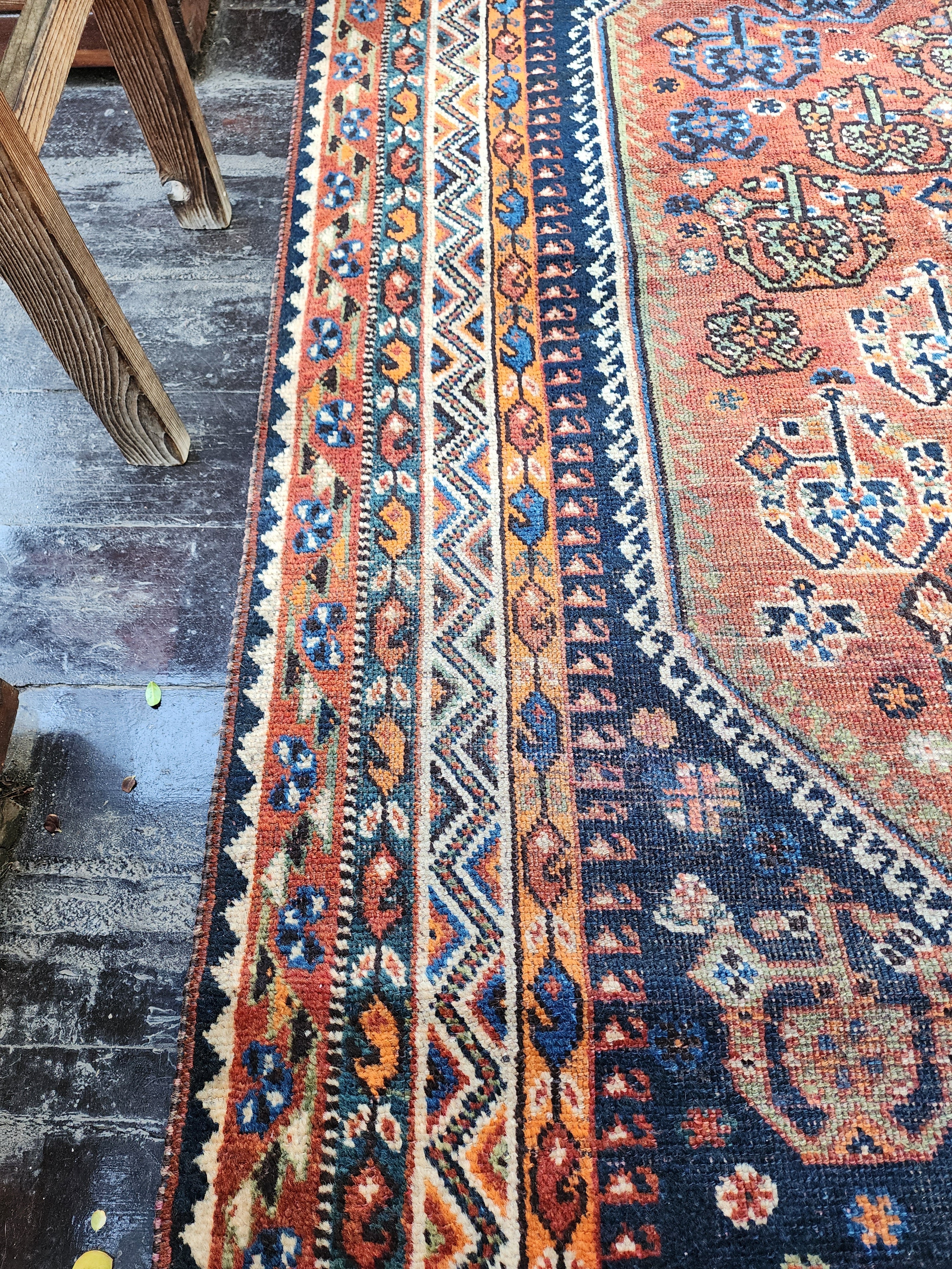 antique Persian Wool Area Rug — corner detail