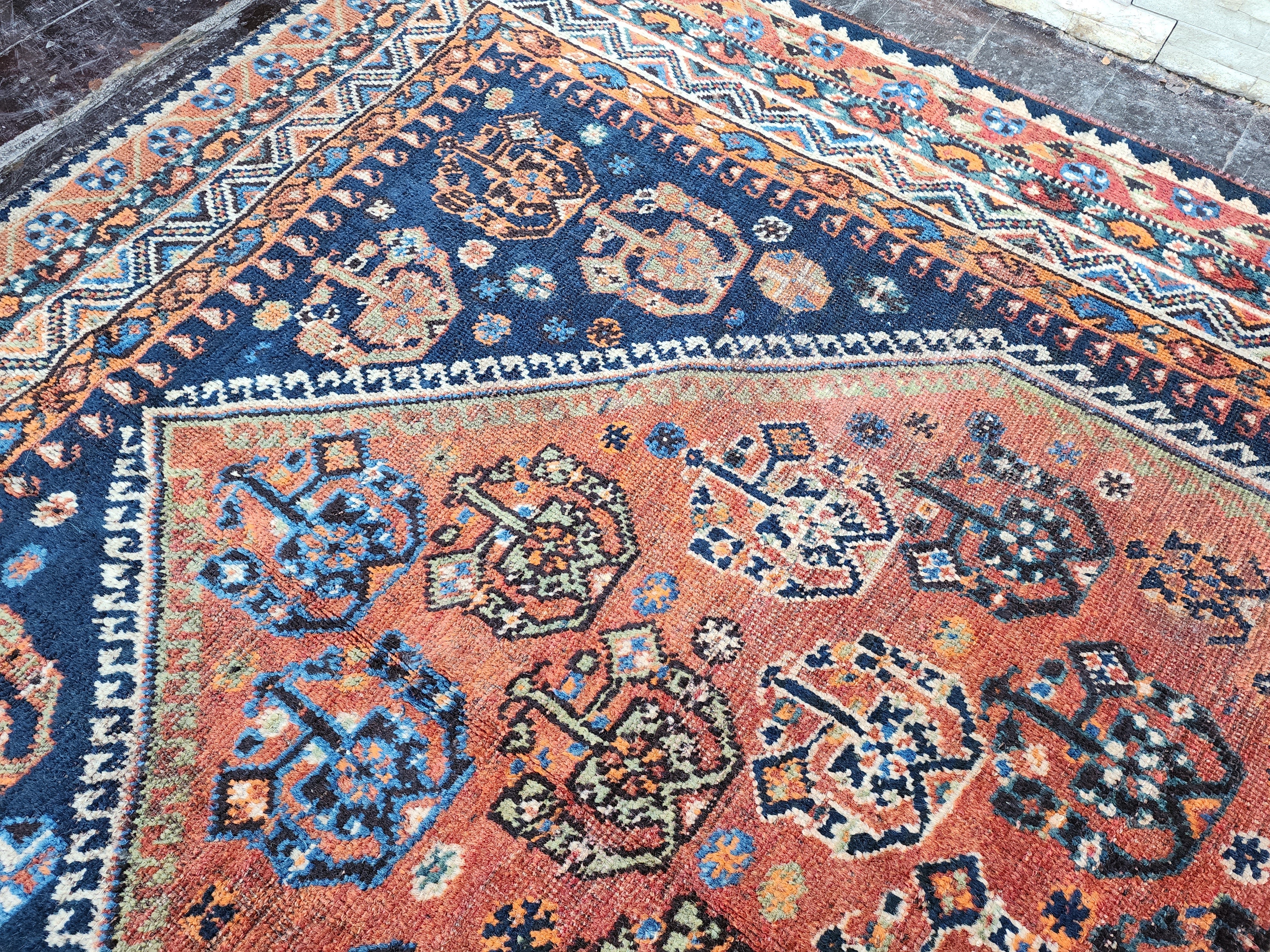 antique Persian Wool Area Rug — pile detail