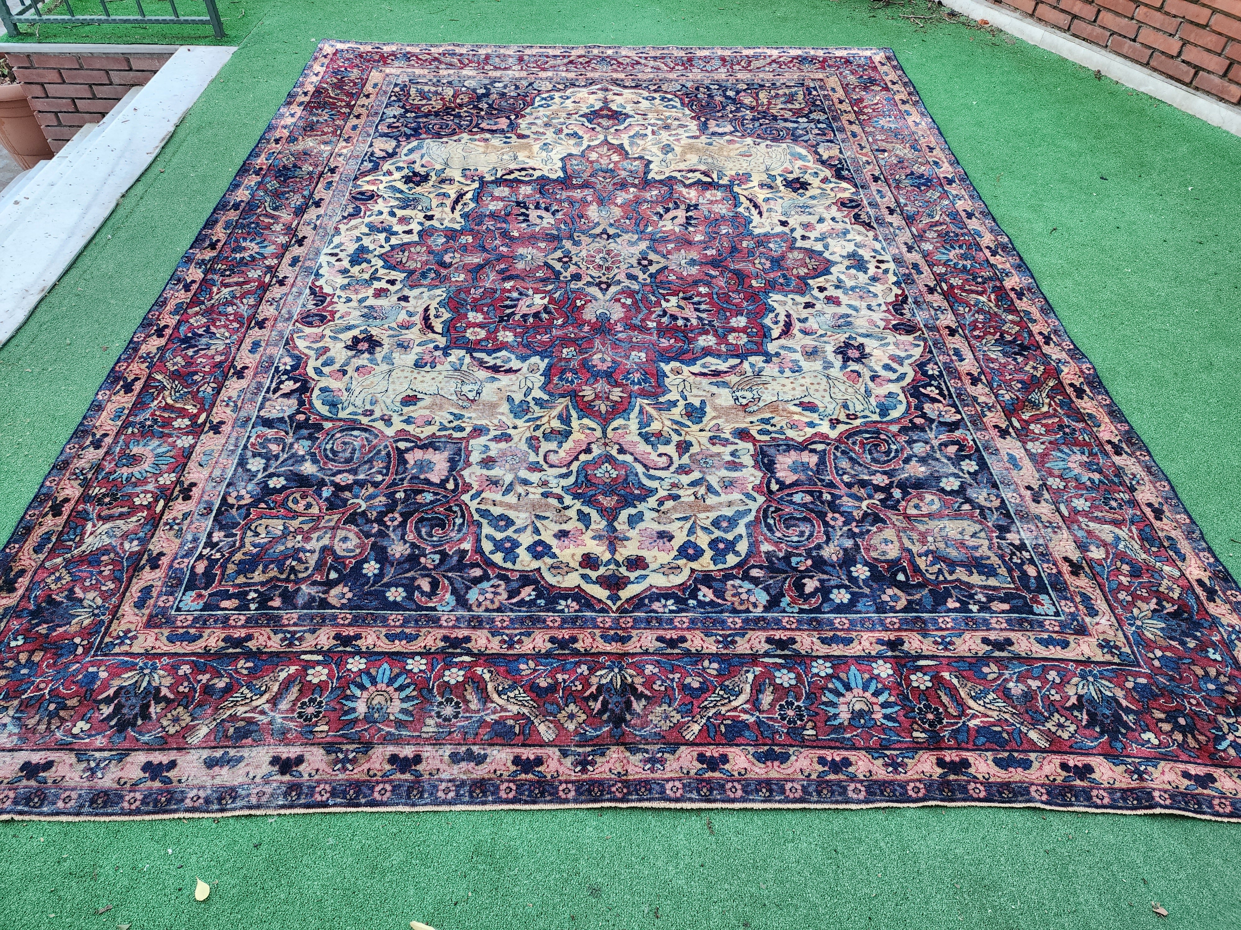 antique Anatolian Wool Large Area Rug — back view