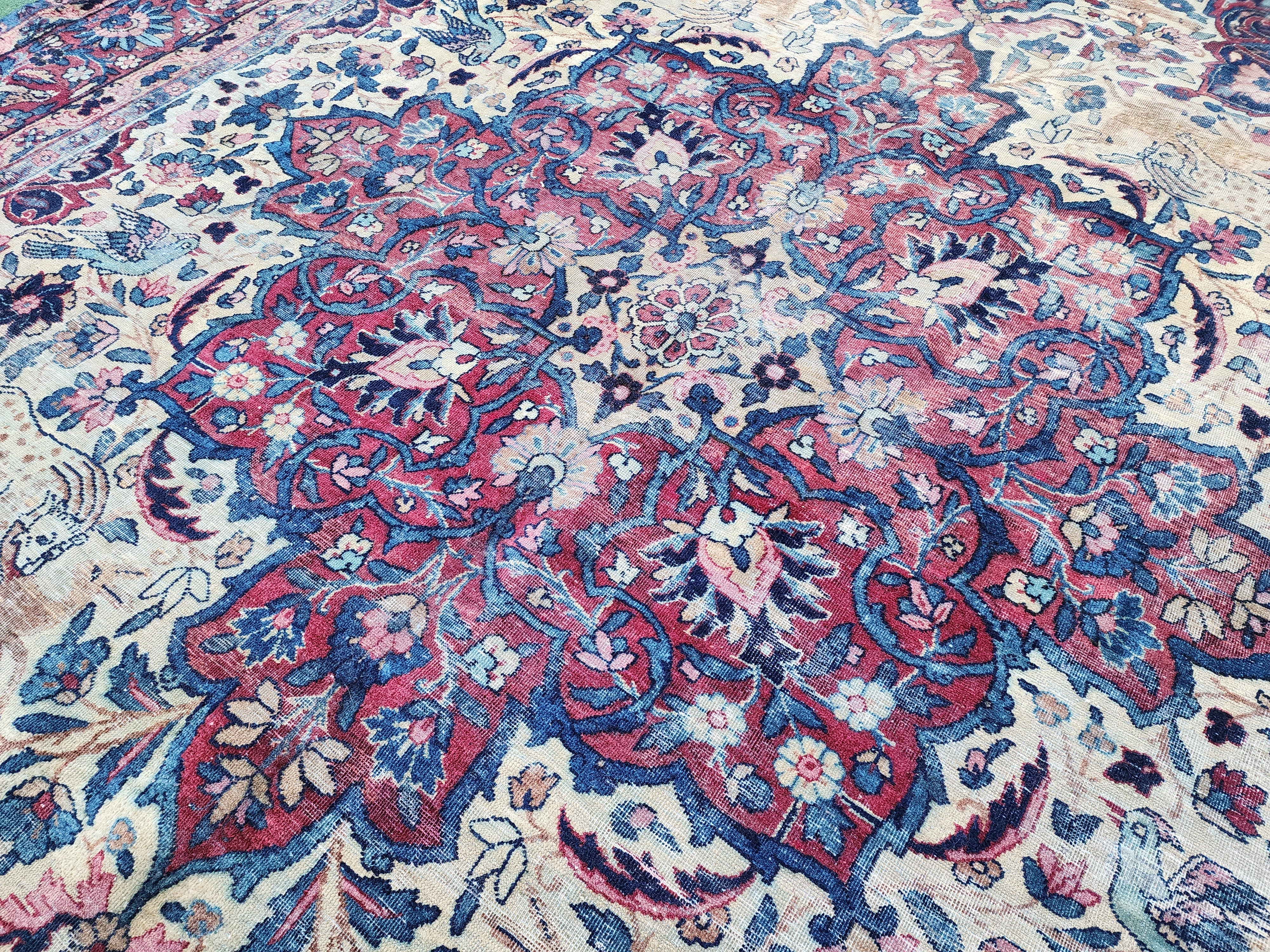 antique Anatolian Wool Large Area Rug — colour close-up