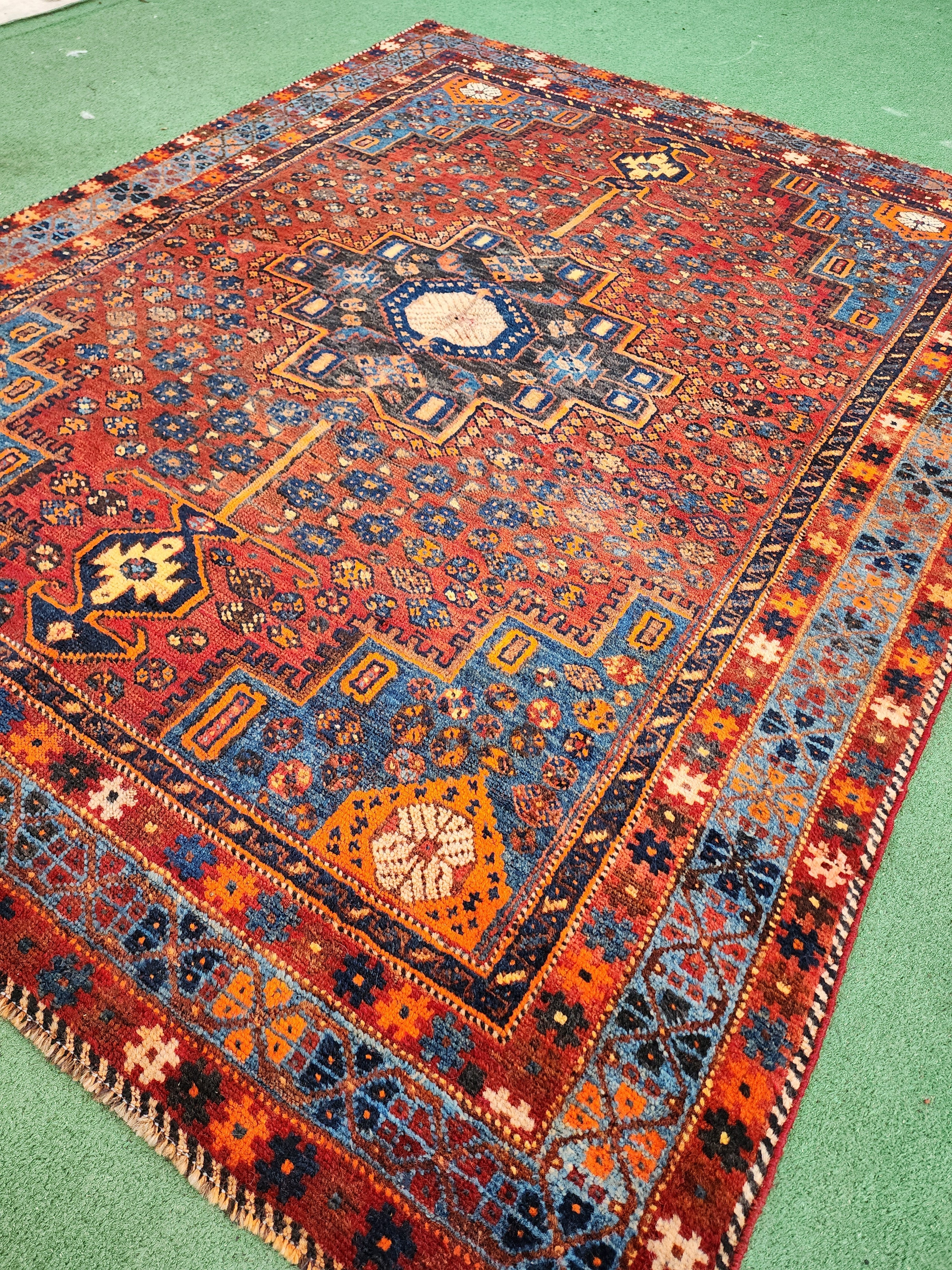antique Anatolian Wool Area Rug — back view