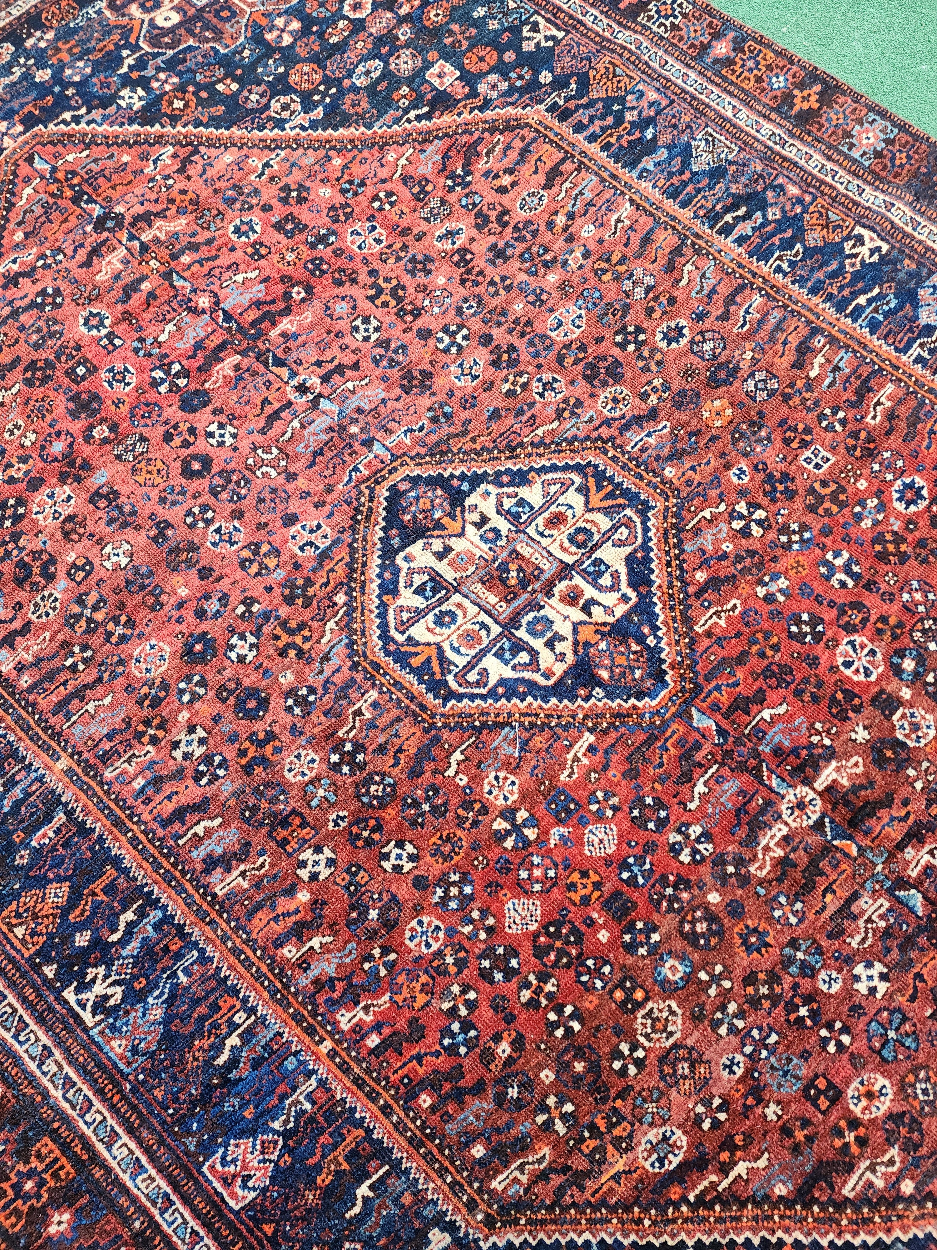 antique Persian Wool Large Area Rug — corner detail