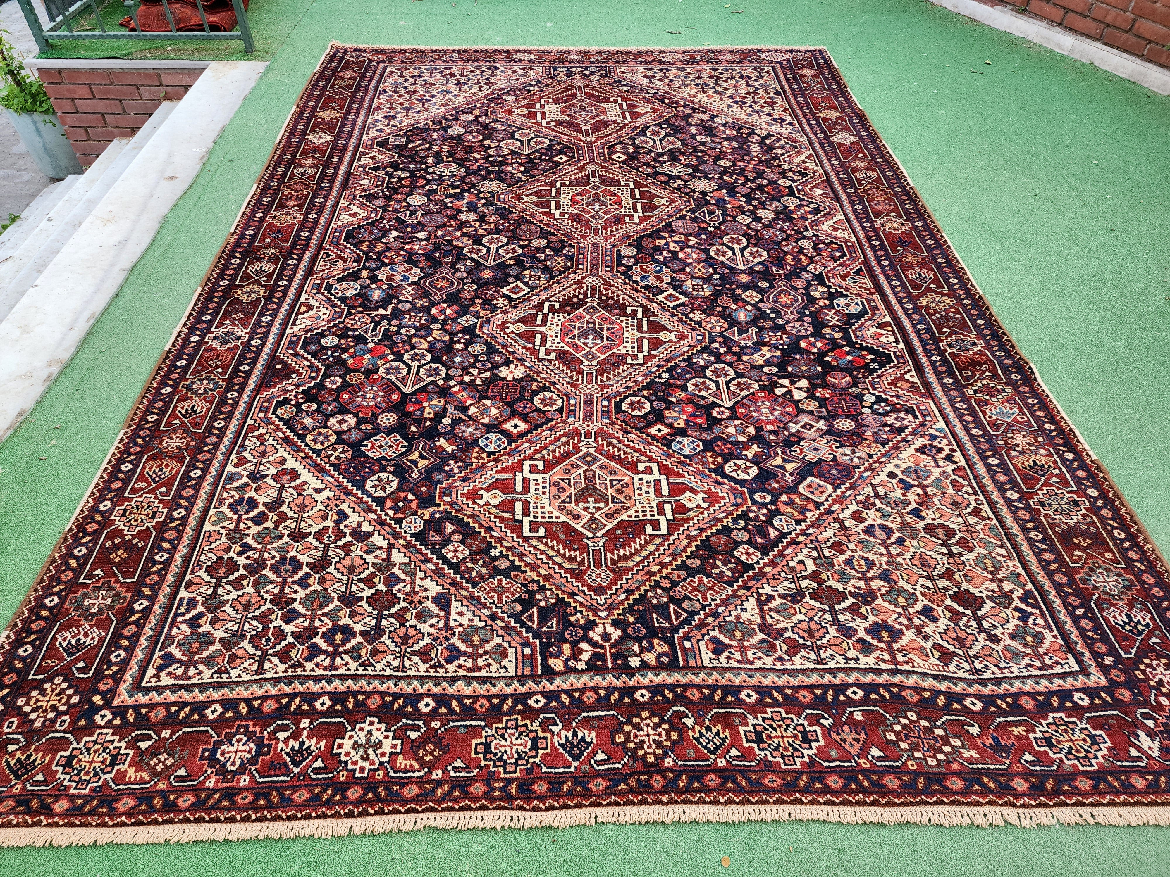 antique Anatolian Wool Large Area Rug — pattern close-up