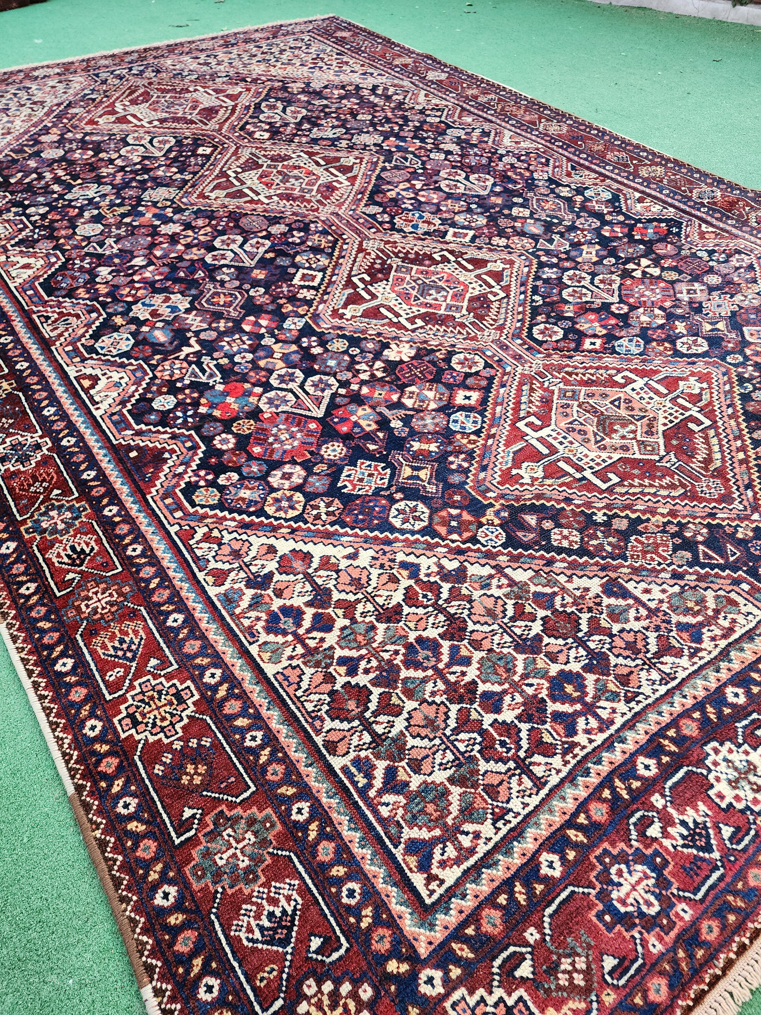 antique Anatolian Wool Large Area Rug — back view