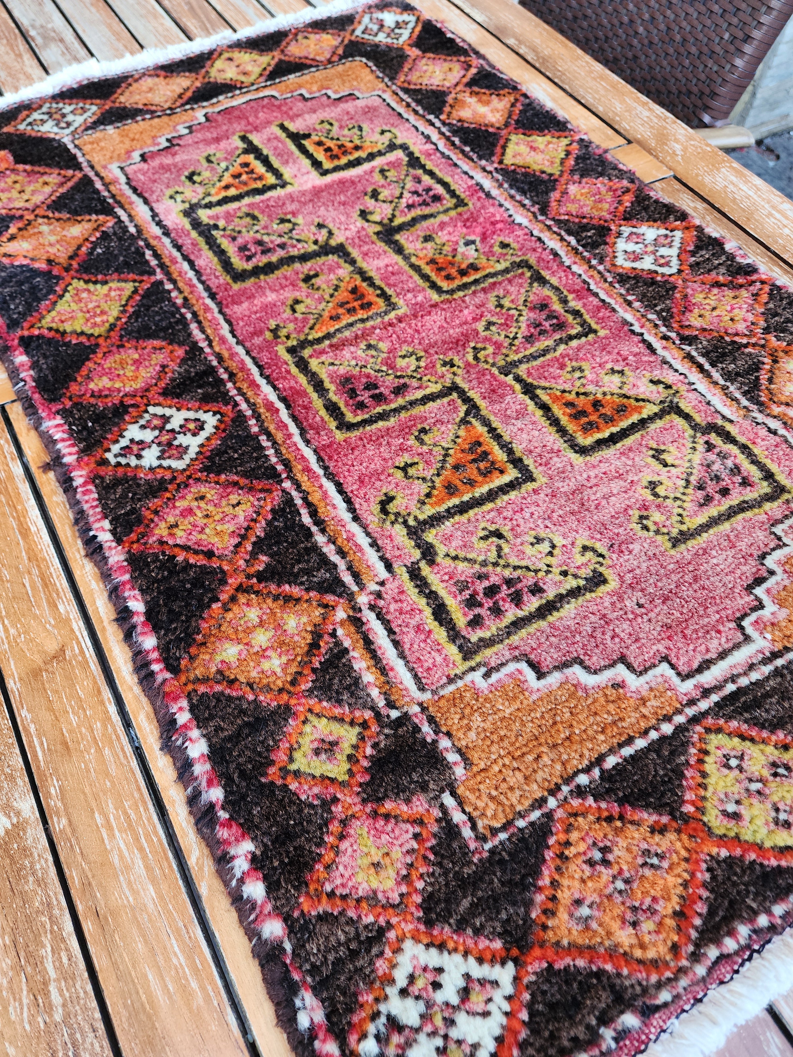 antique Konya Wool Small Rug — back view