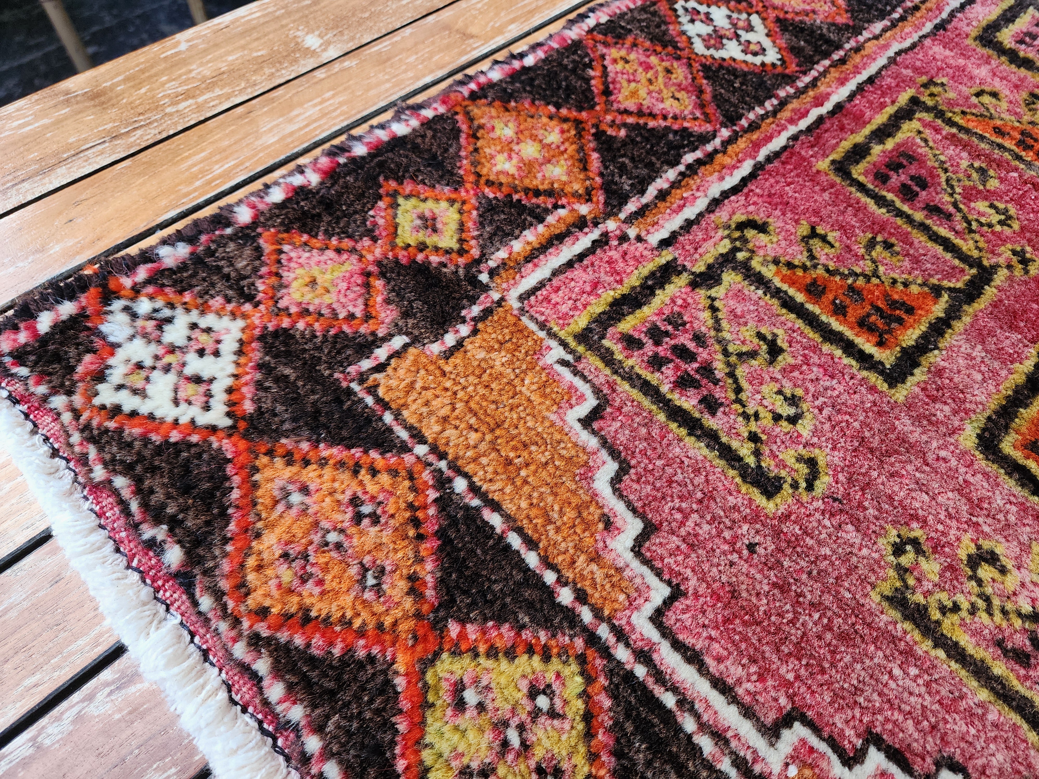antique Konya Wool Small Rug — edge weave