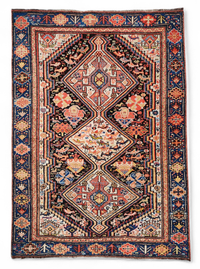 Vintage Turkish Tribal Wool Rug, Oriental Bohemian Area Carpet