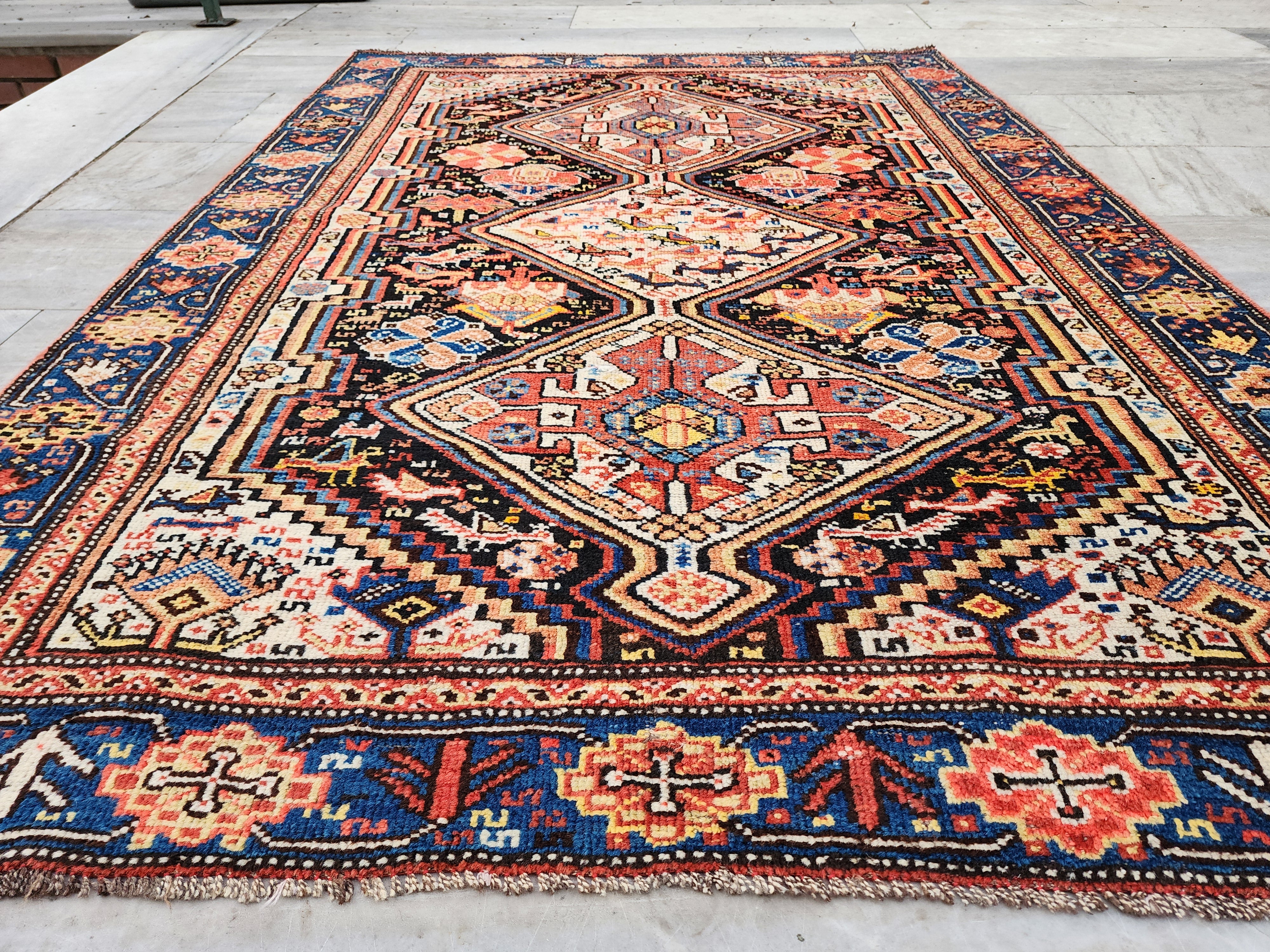 Vintage Turkish Tribal Wool Rug, Oriental Bohemian Area Carpet