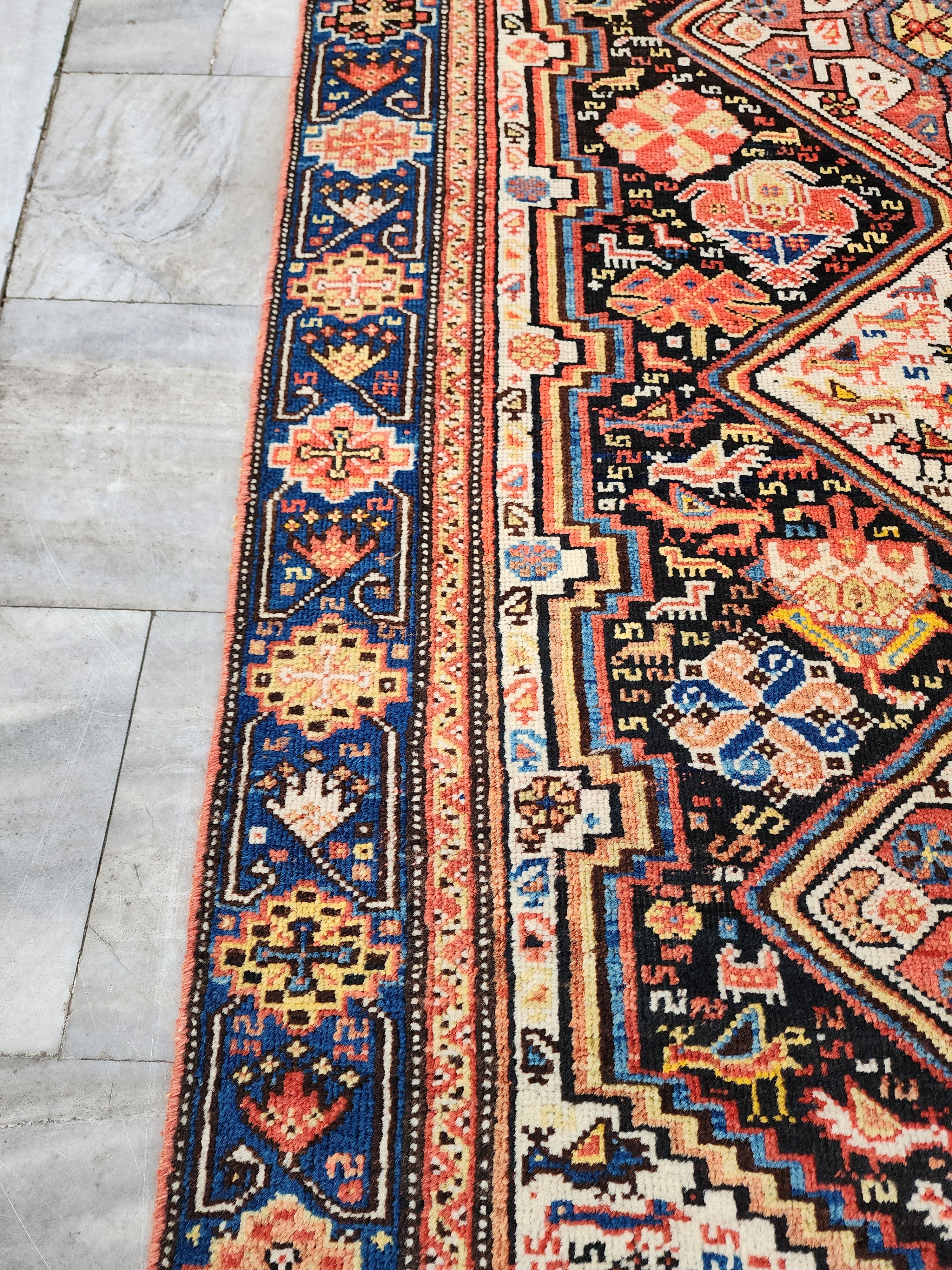 Vintage Turkish Tribal Wool Rug, Oriental Bohemian Area Carpet