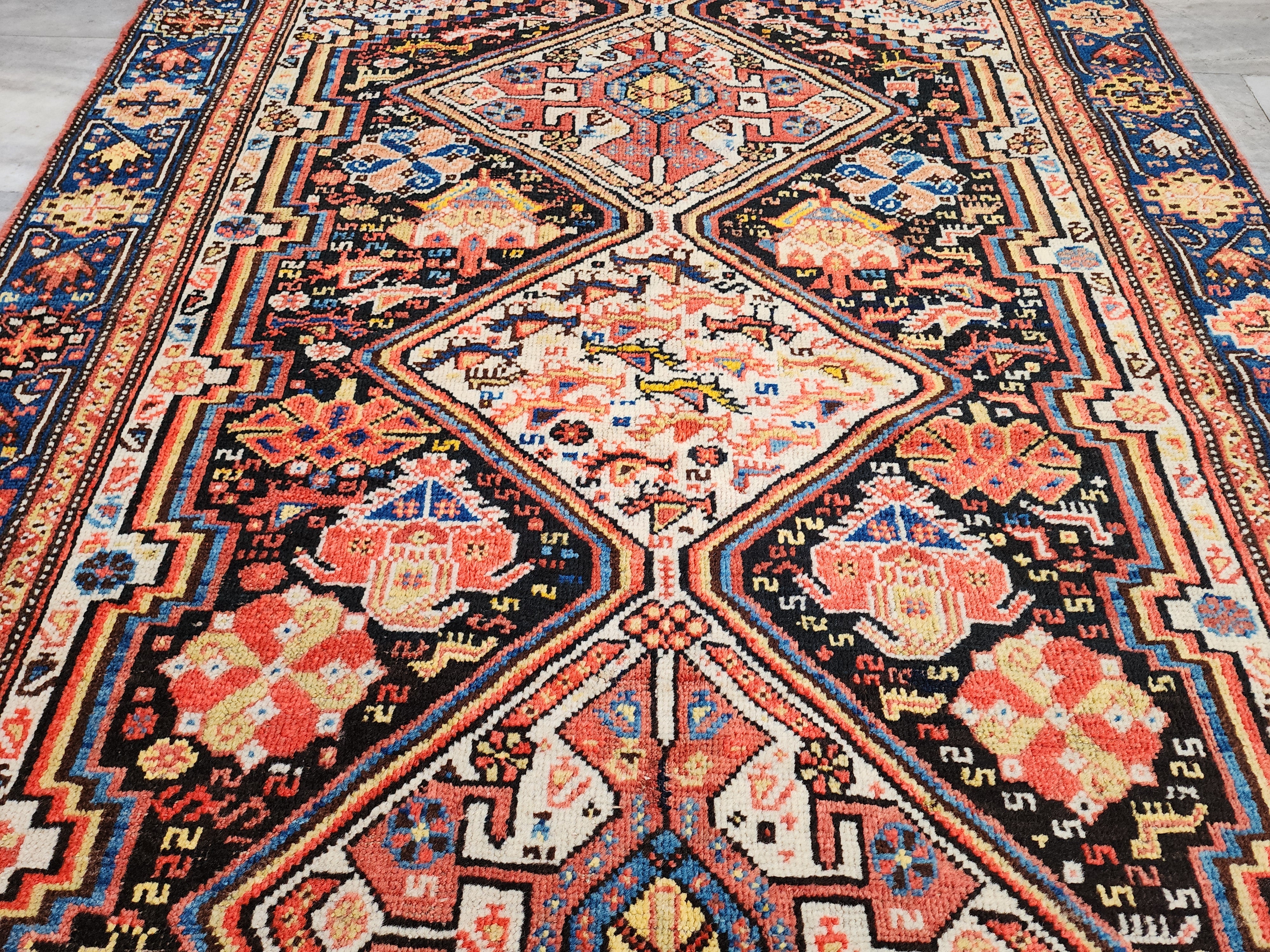 Vintage Turkish Tribal Wool Rug, Oriental Bohemian Area Carpet