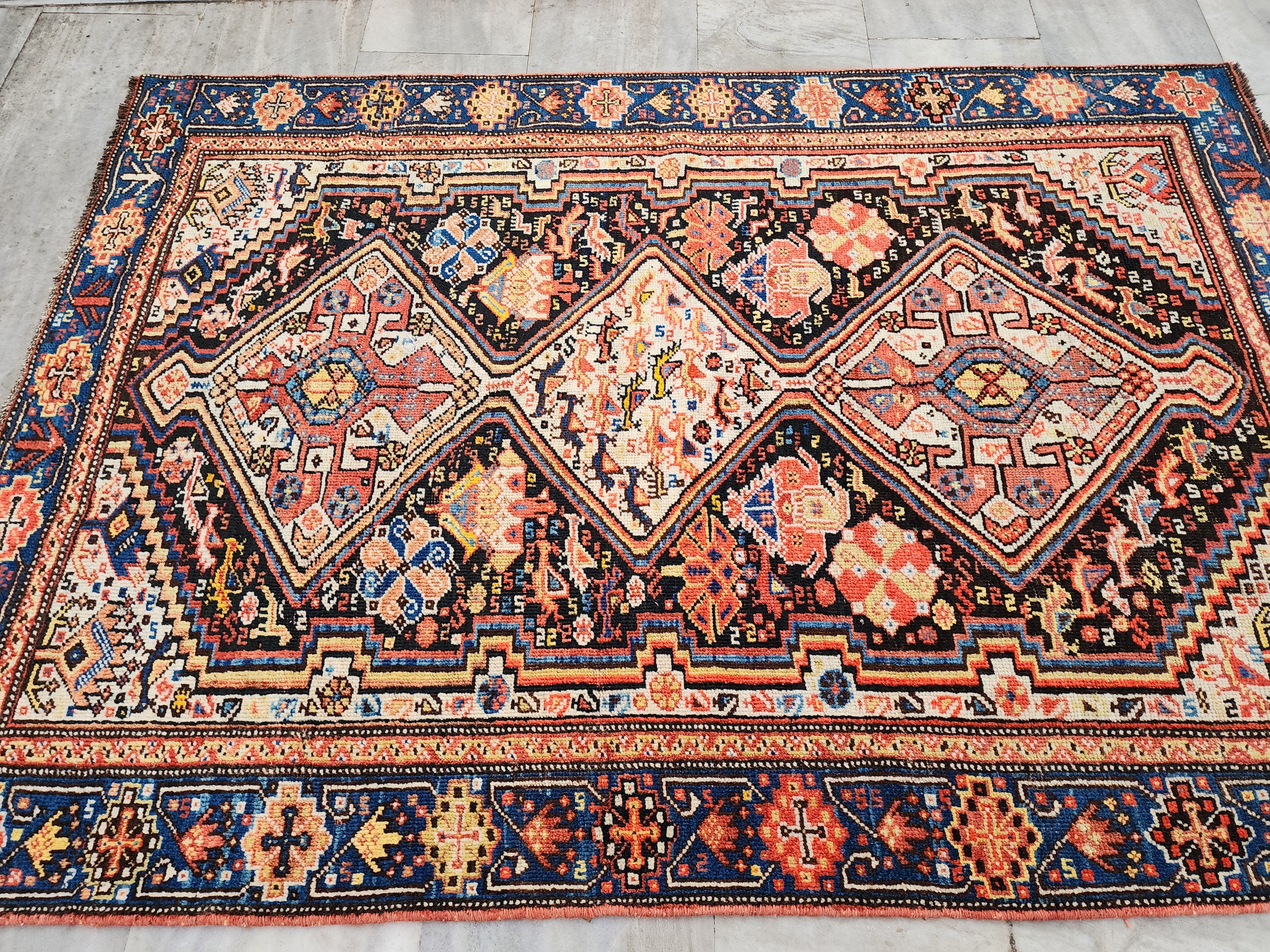Vintage Turkish Tribal Wool Rug, Oriental Bohemian Area Carpet