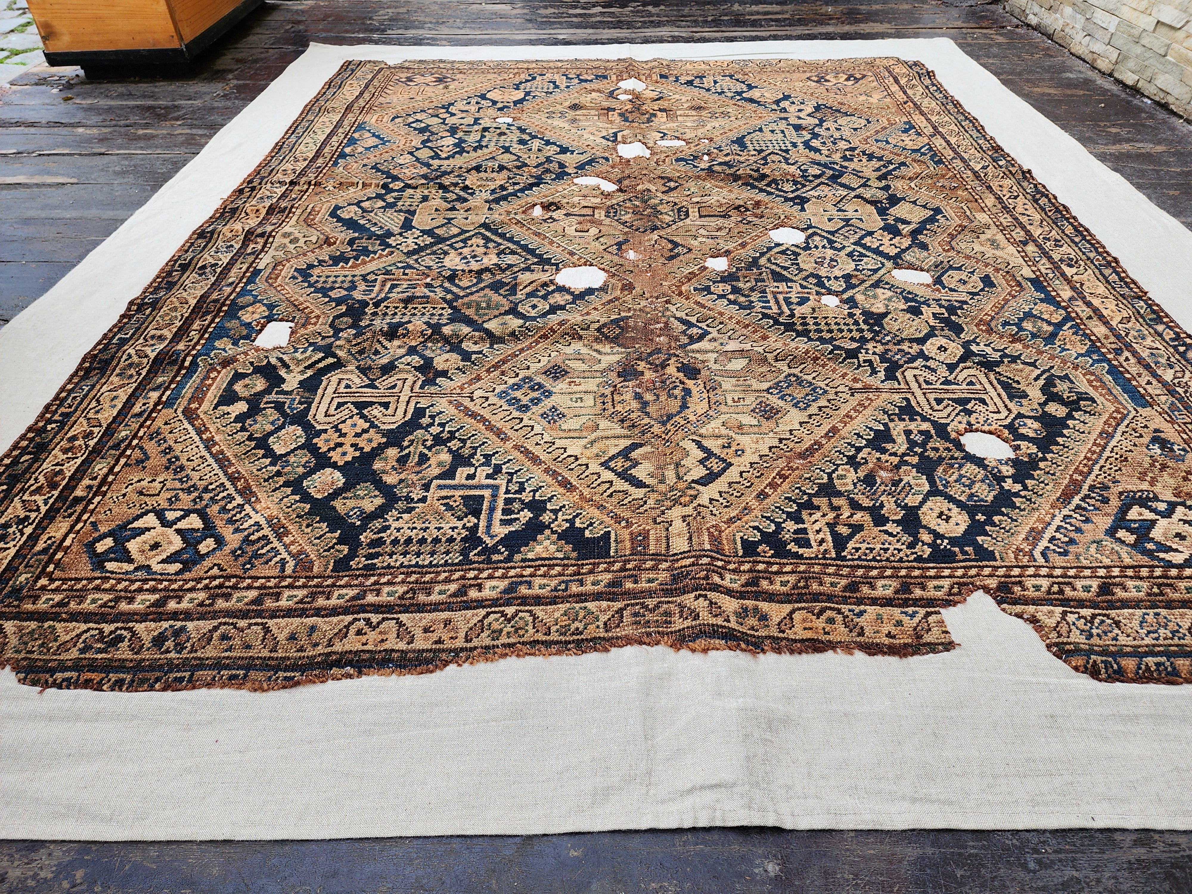 antique Tribal Area Rug — corner detail