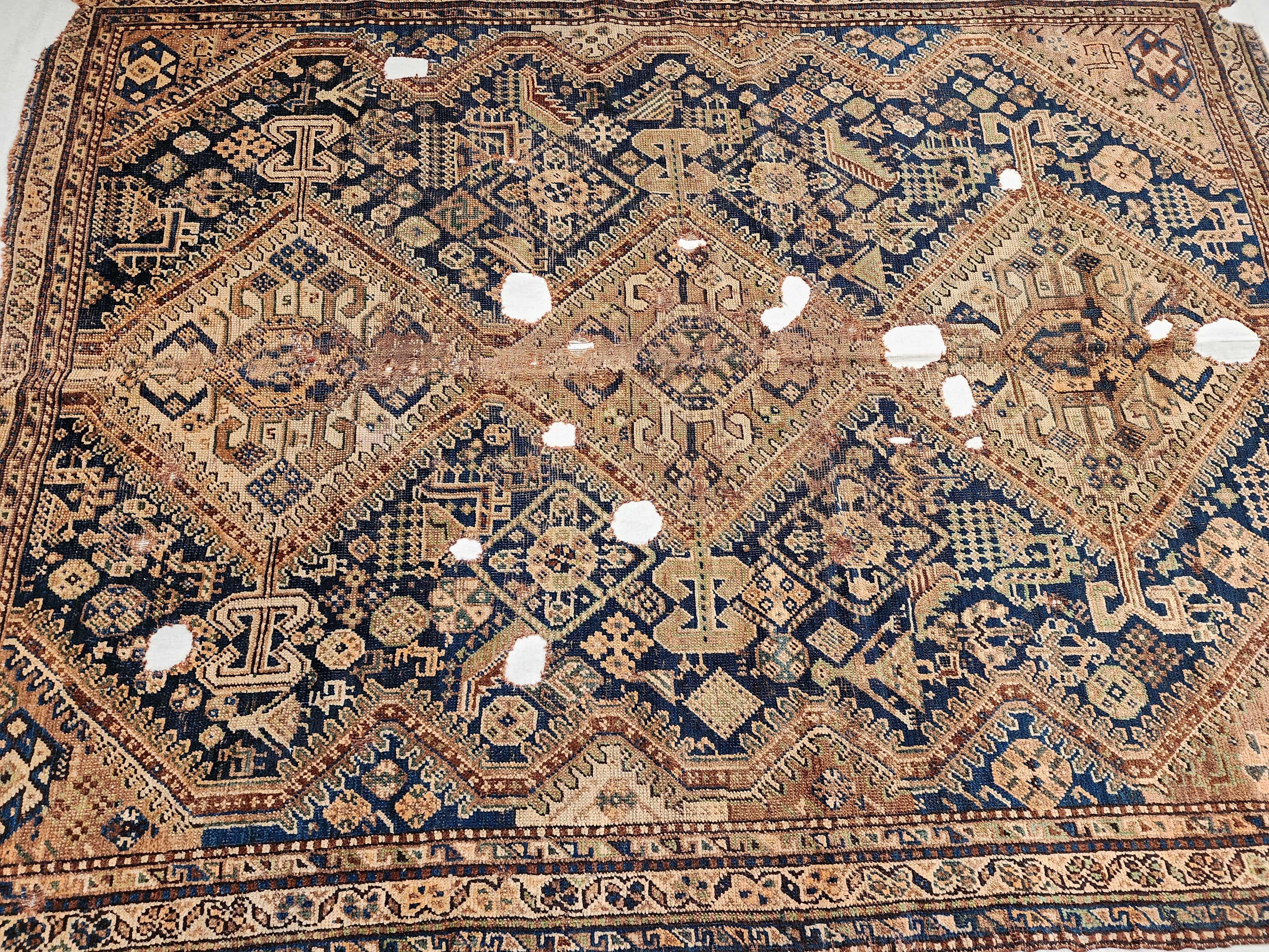 antique Tribal Area Rug — edge weave