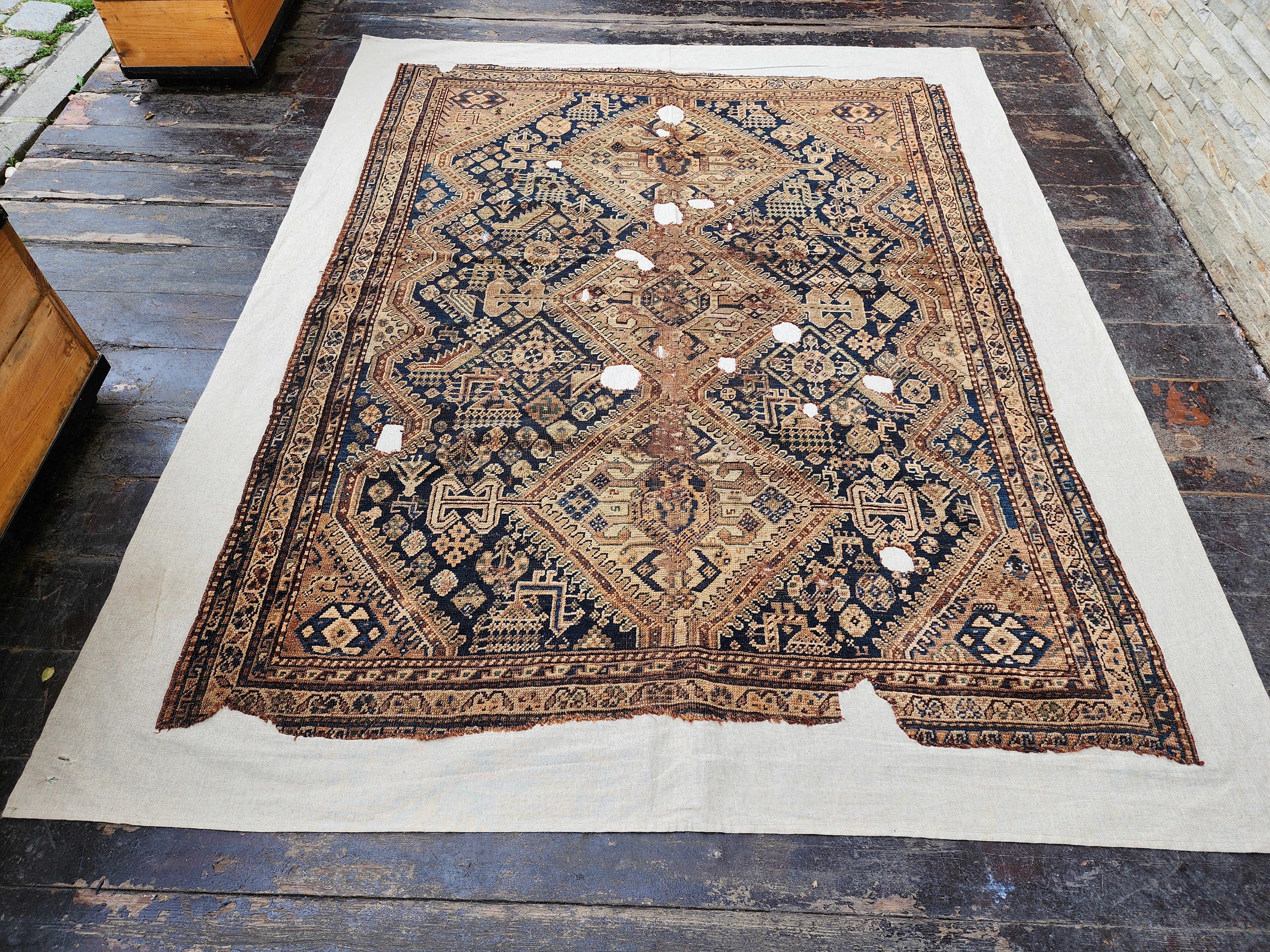 antique Tribal Area Rug — detail texture
