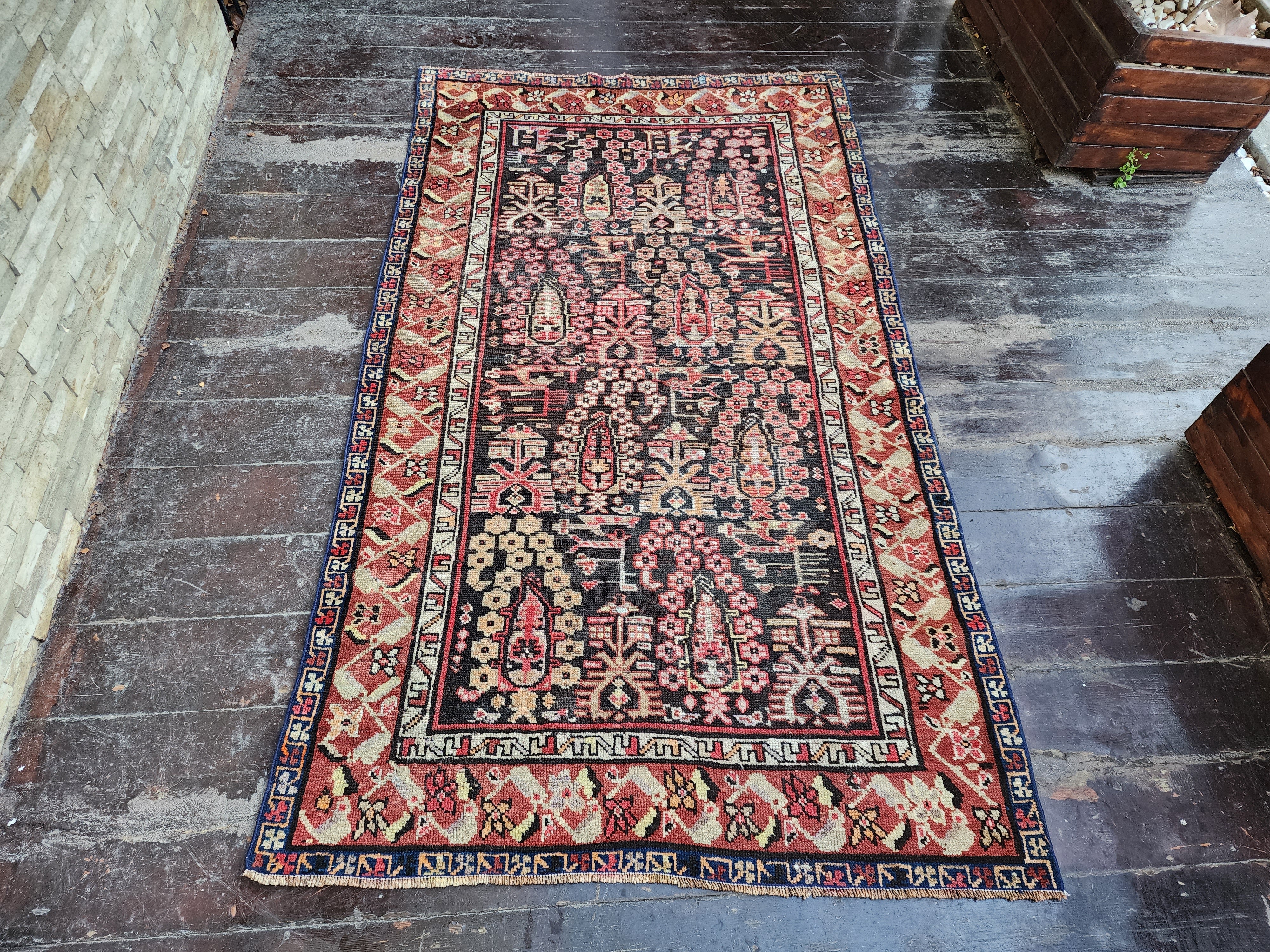 antique Anatolian Wool Small Rug — pattern close-up