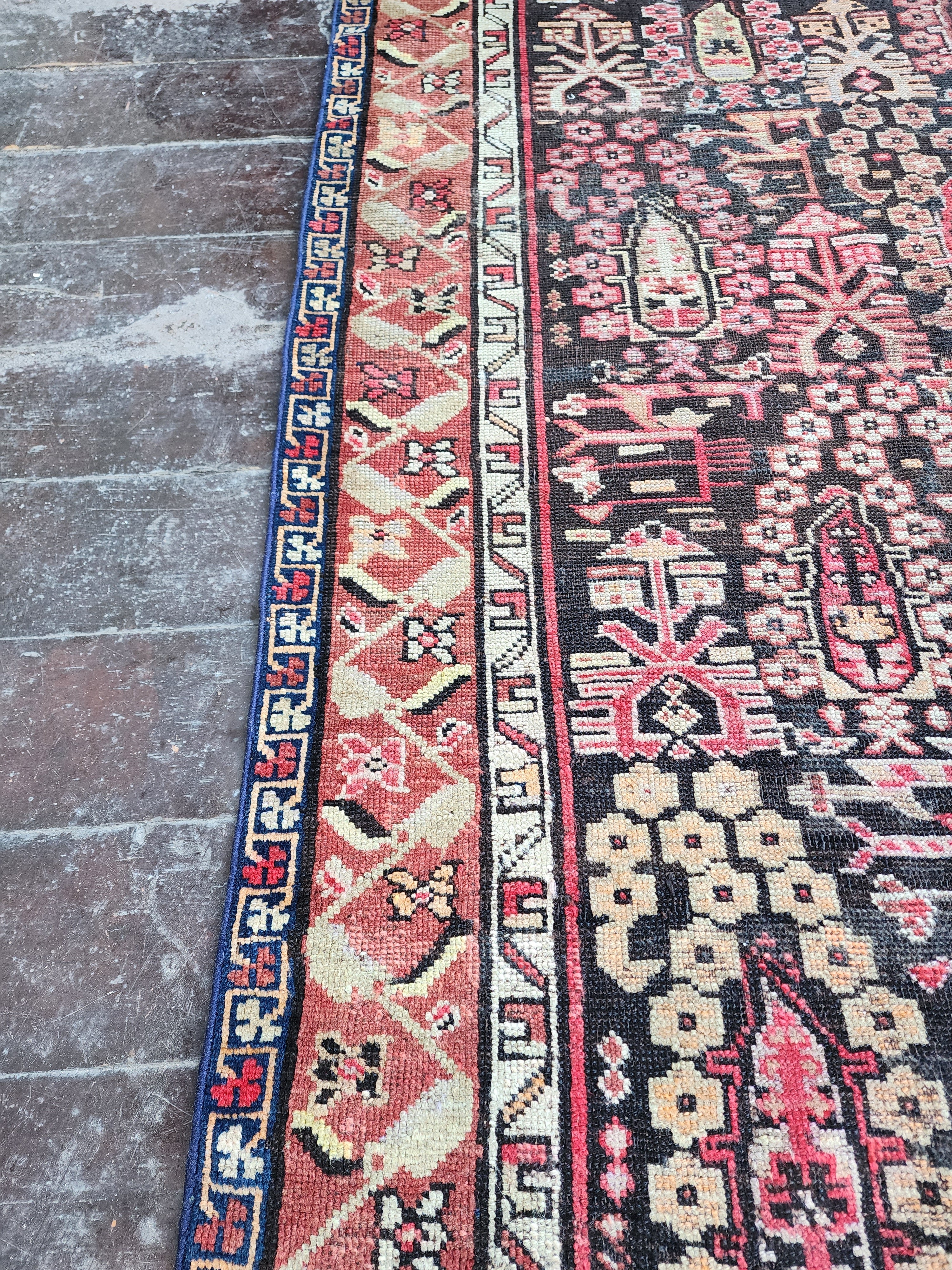 antique Anatolian Wool Small Rug — corner detail
