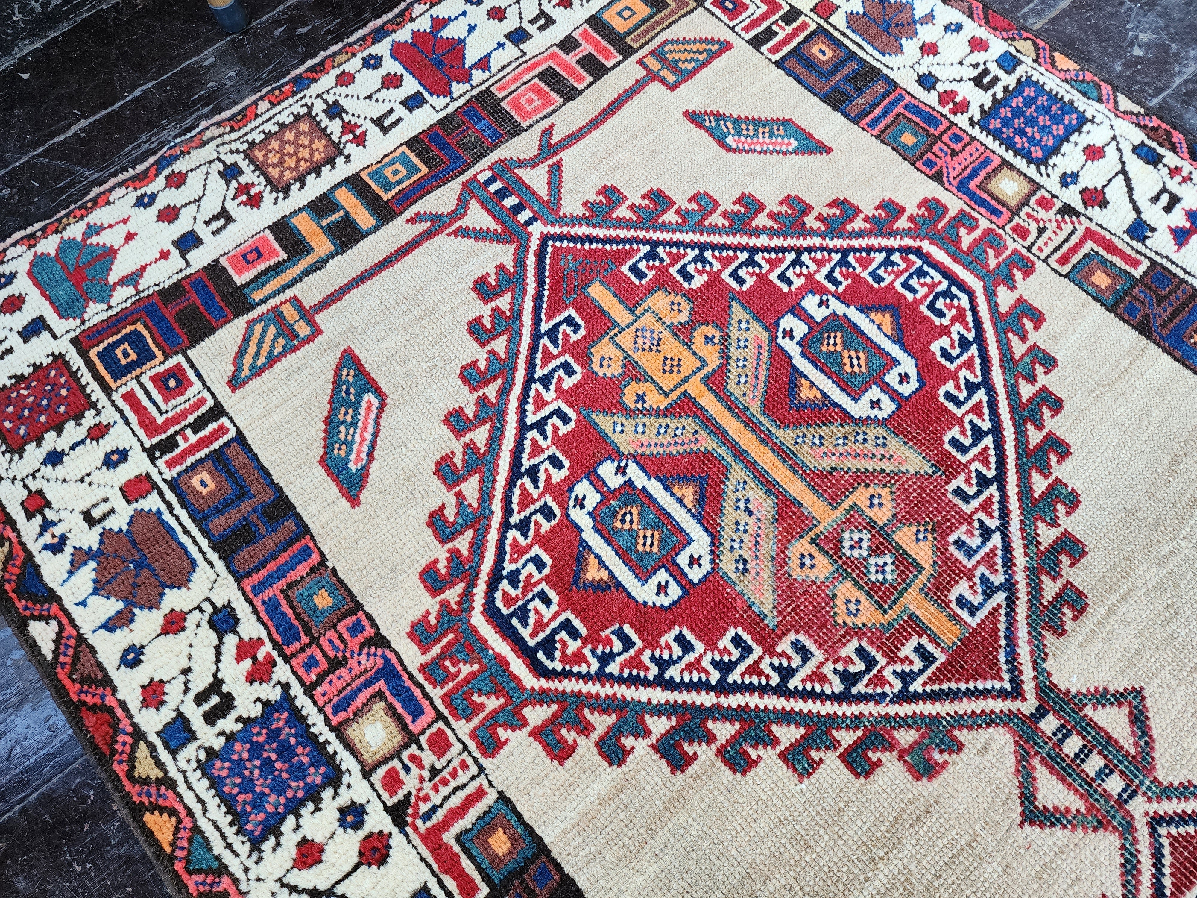 antique Persian Wool Runner Rug — pile detail