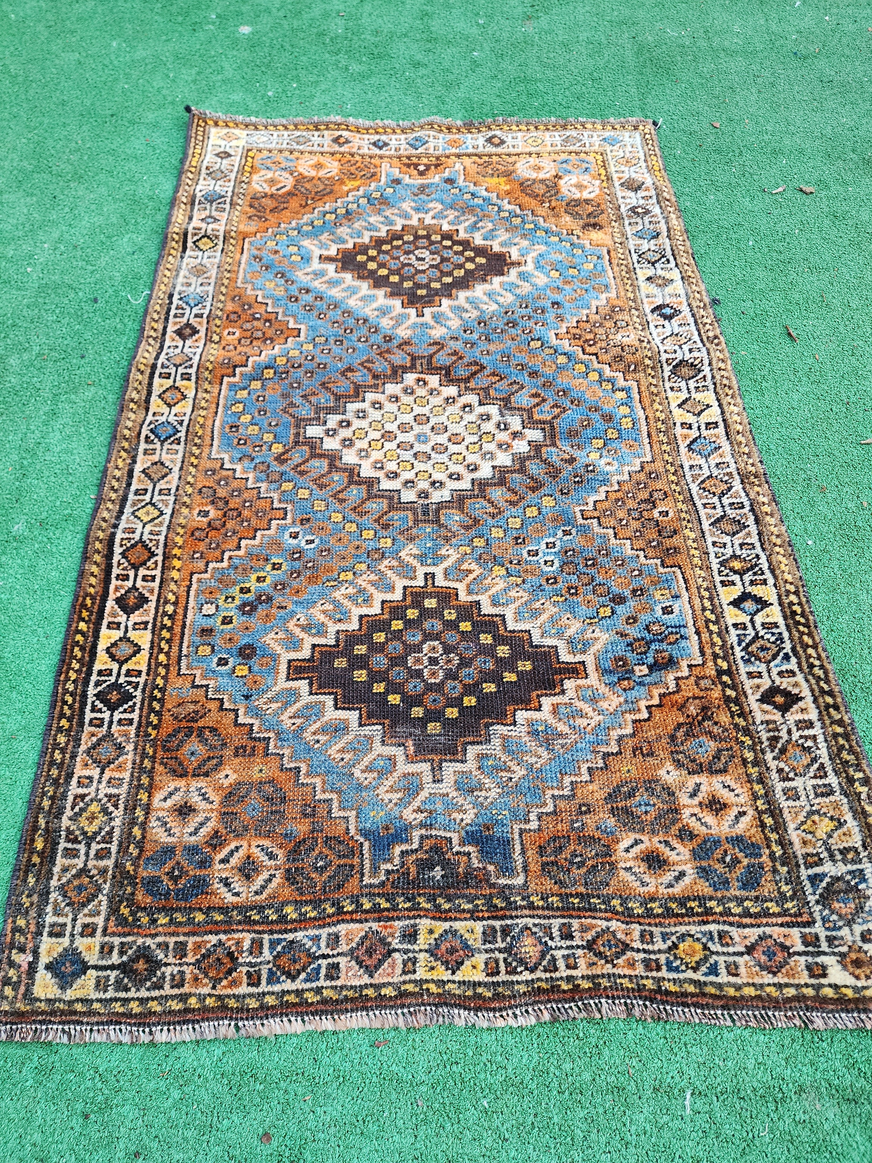 antique Persian Wool Small Rug — back view