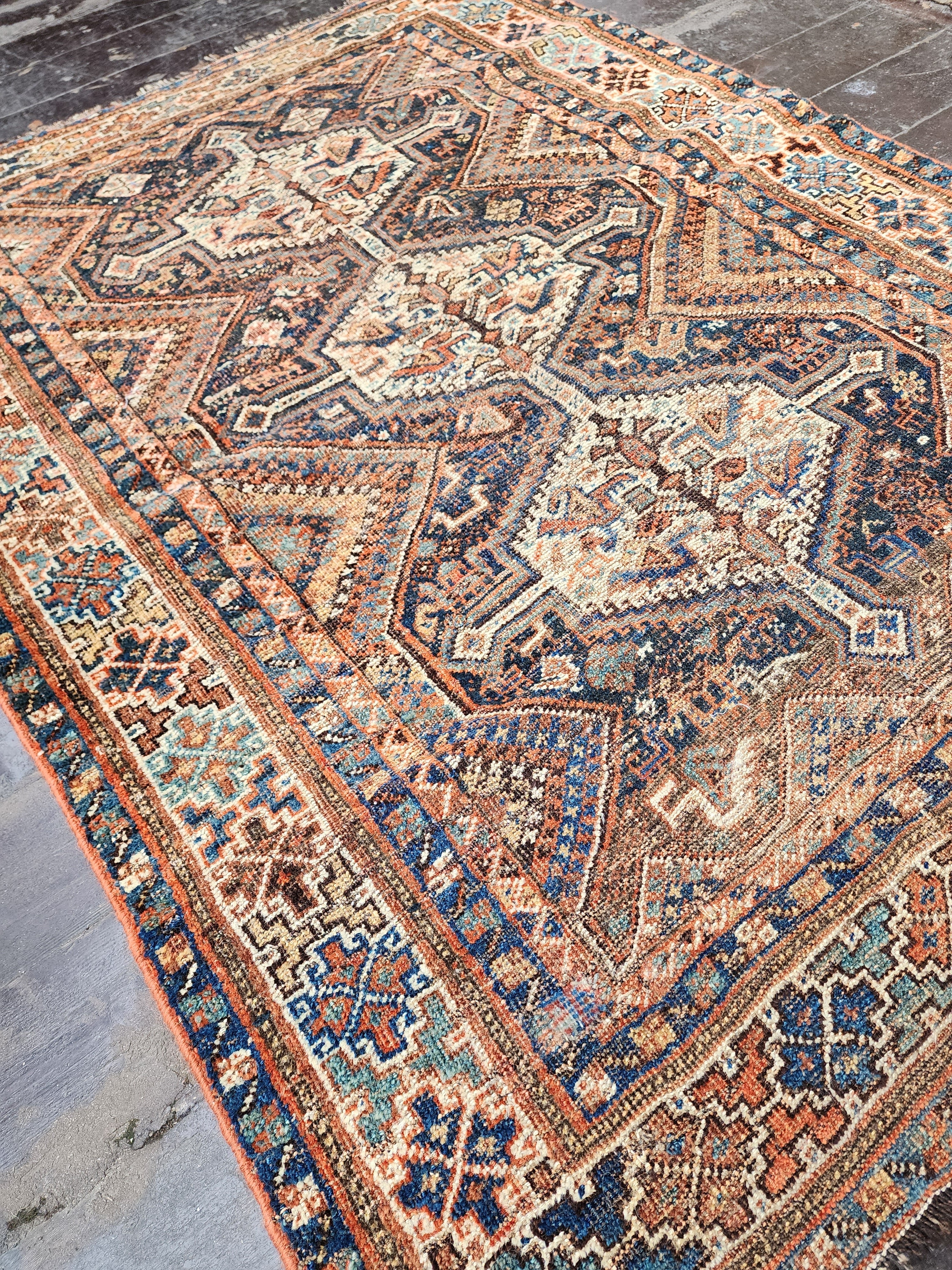 antique Anatolian Wool Small Rug — back view