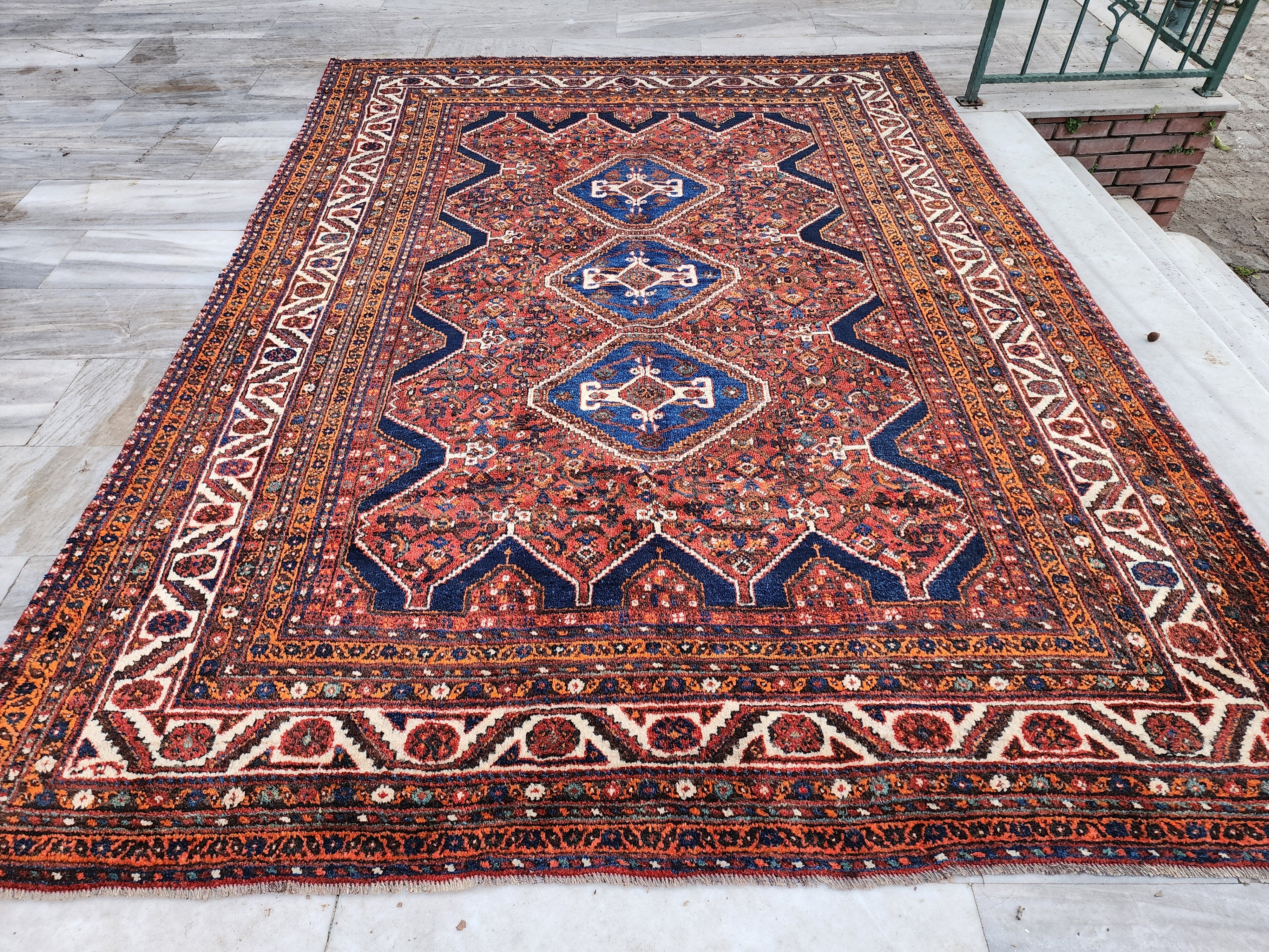 antique Anatolian Wool Large Area Rug — back view