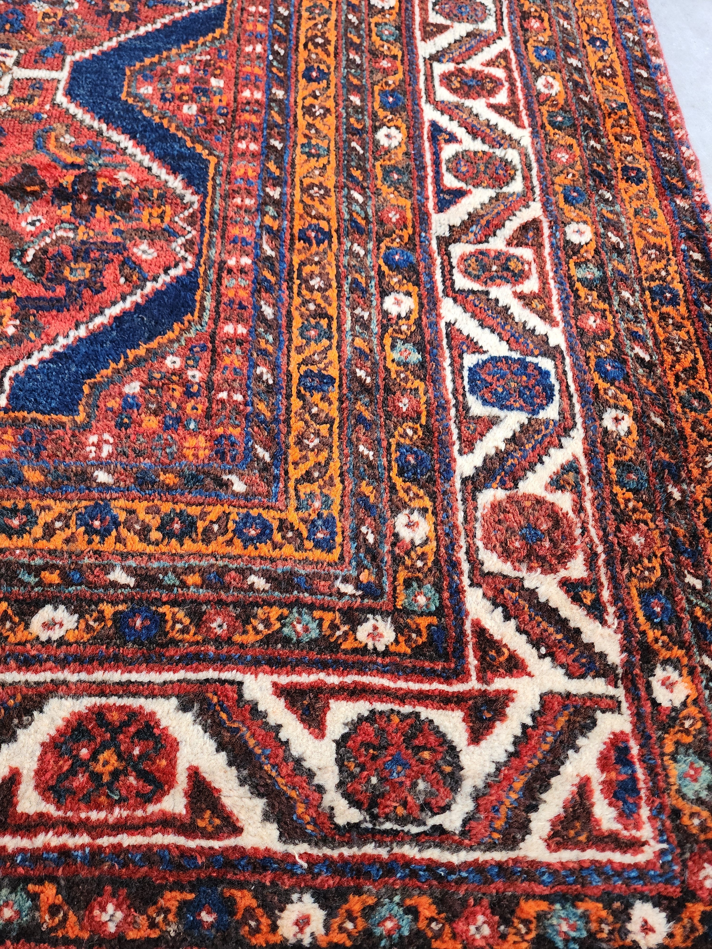 antique Anatolian Wool Large Area Rug — corner detail