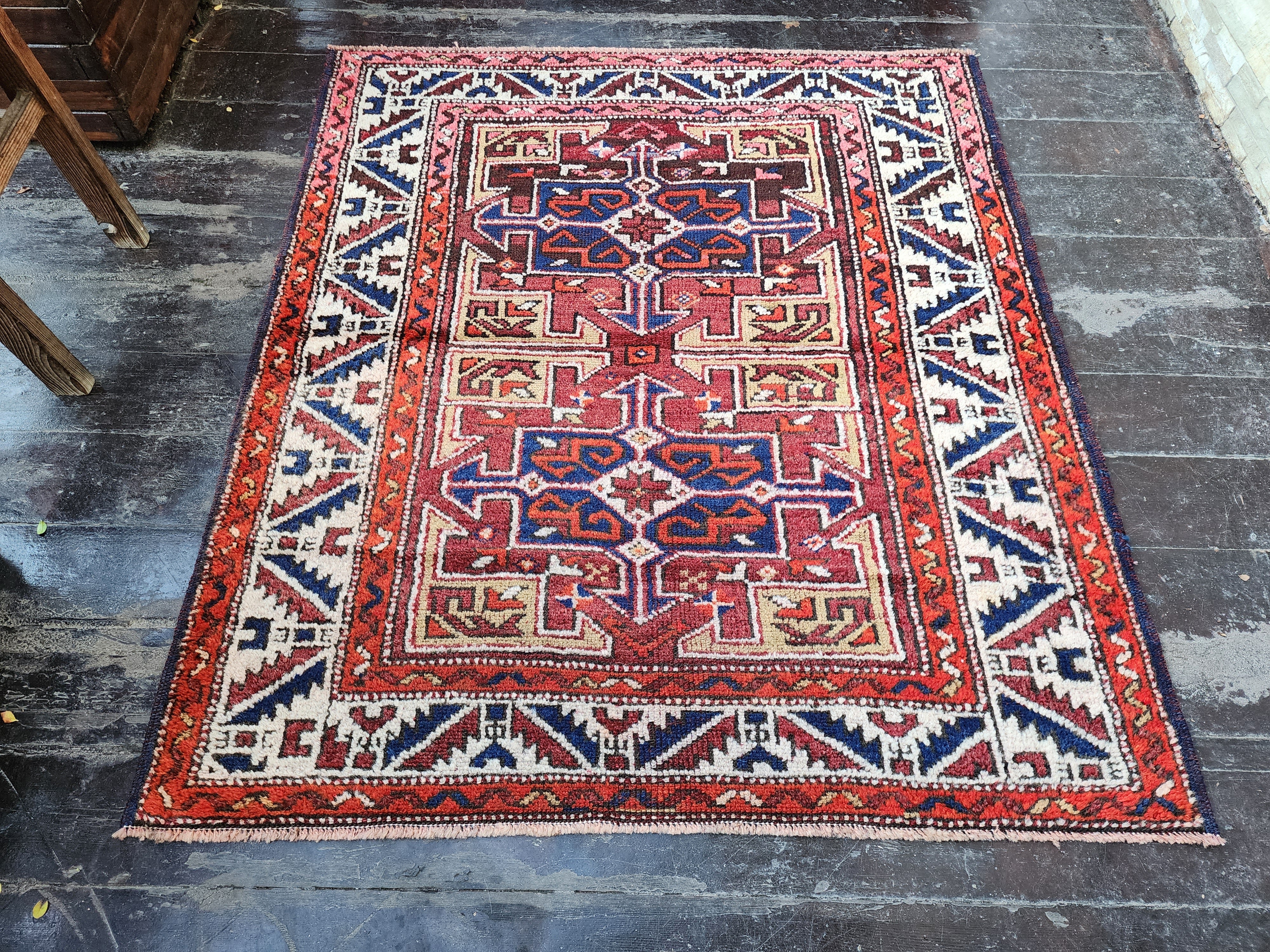 antique Turkish Wool Small Rug — detail texture