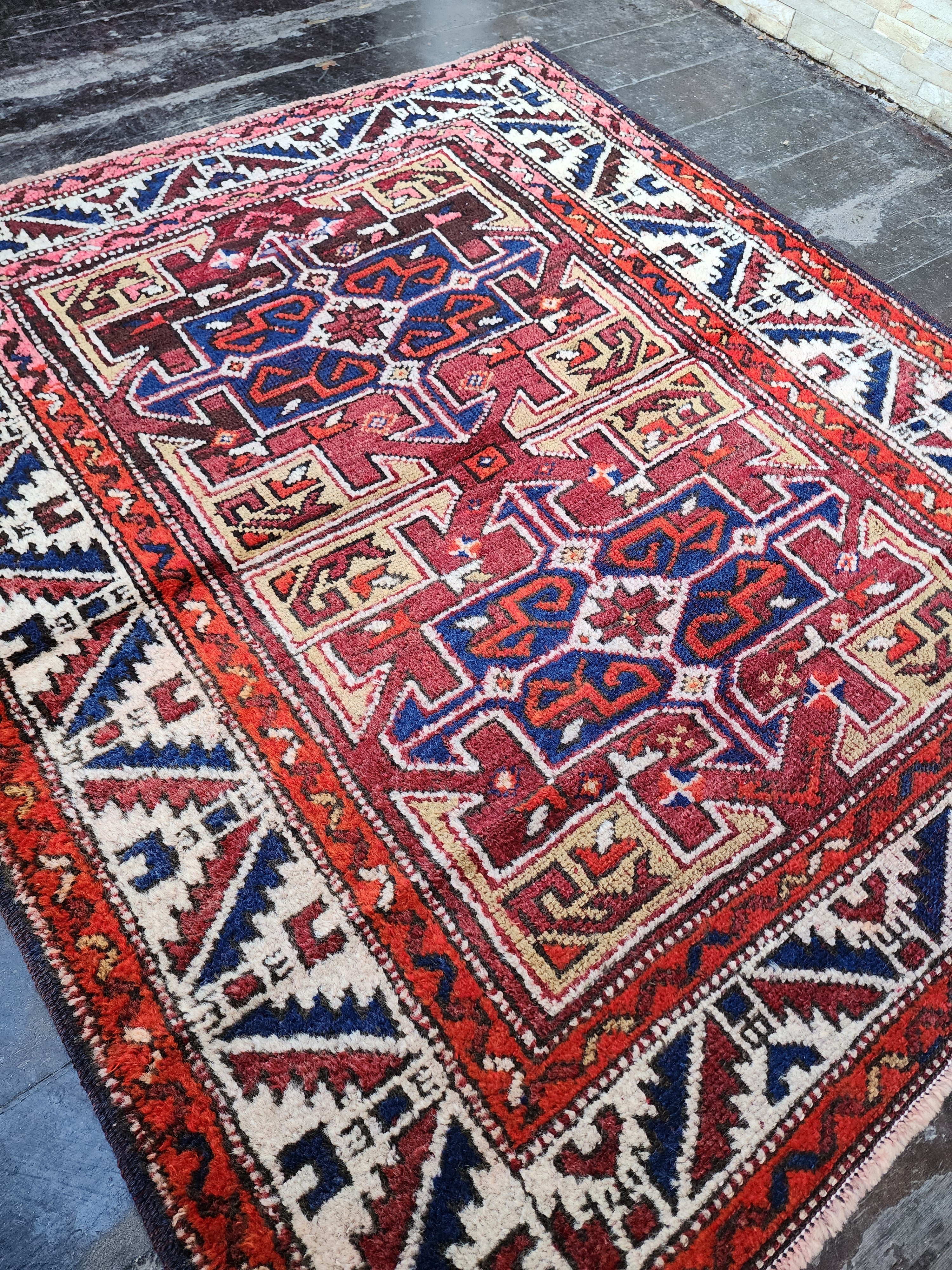 antique Turkish Wool Small Rug — back view