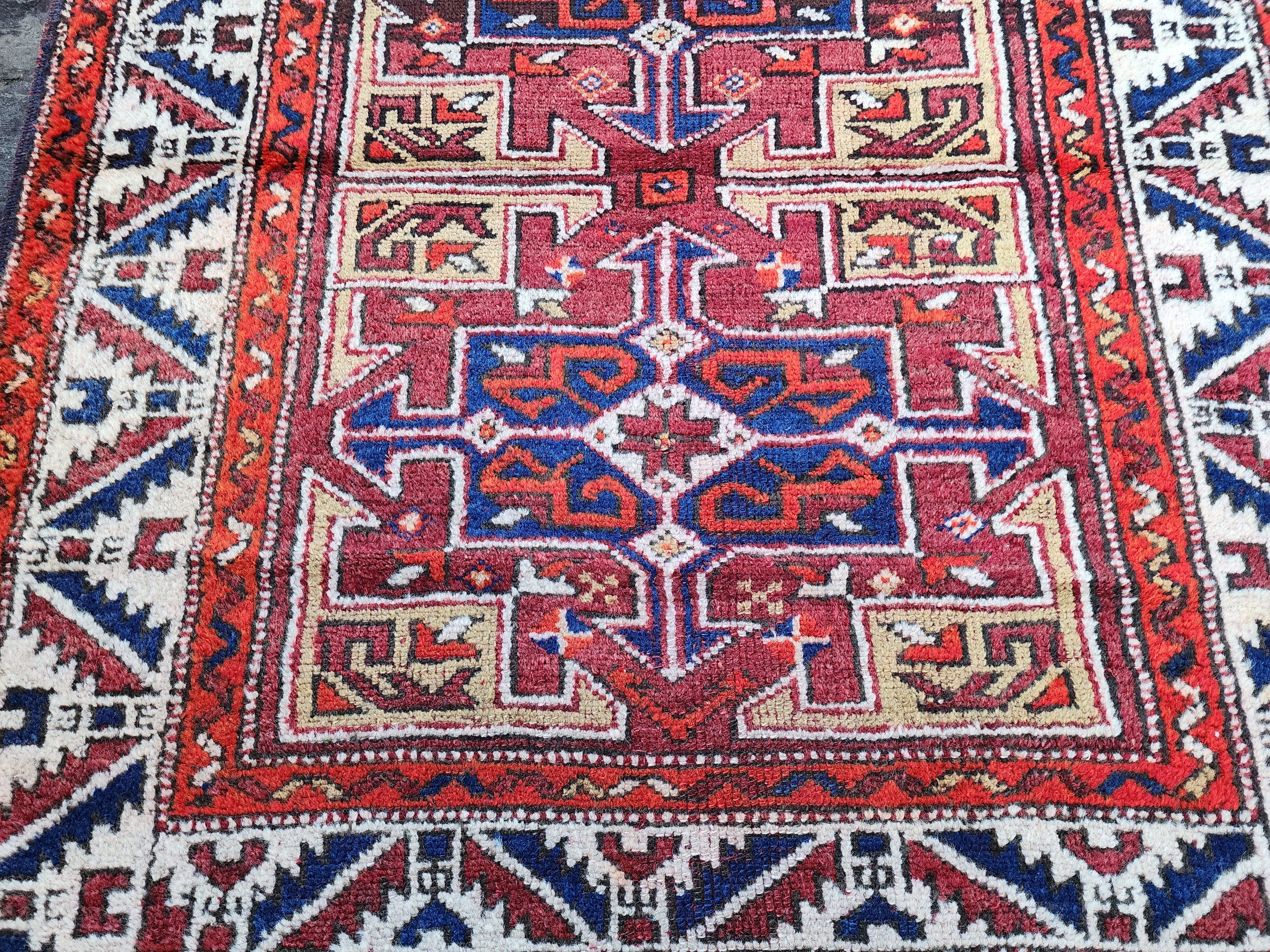 antique Turkish Wool Small Rug — pattern close-up