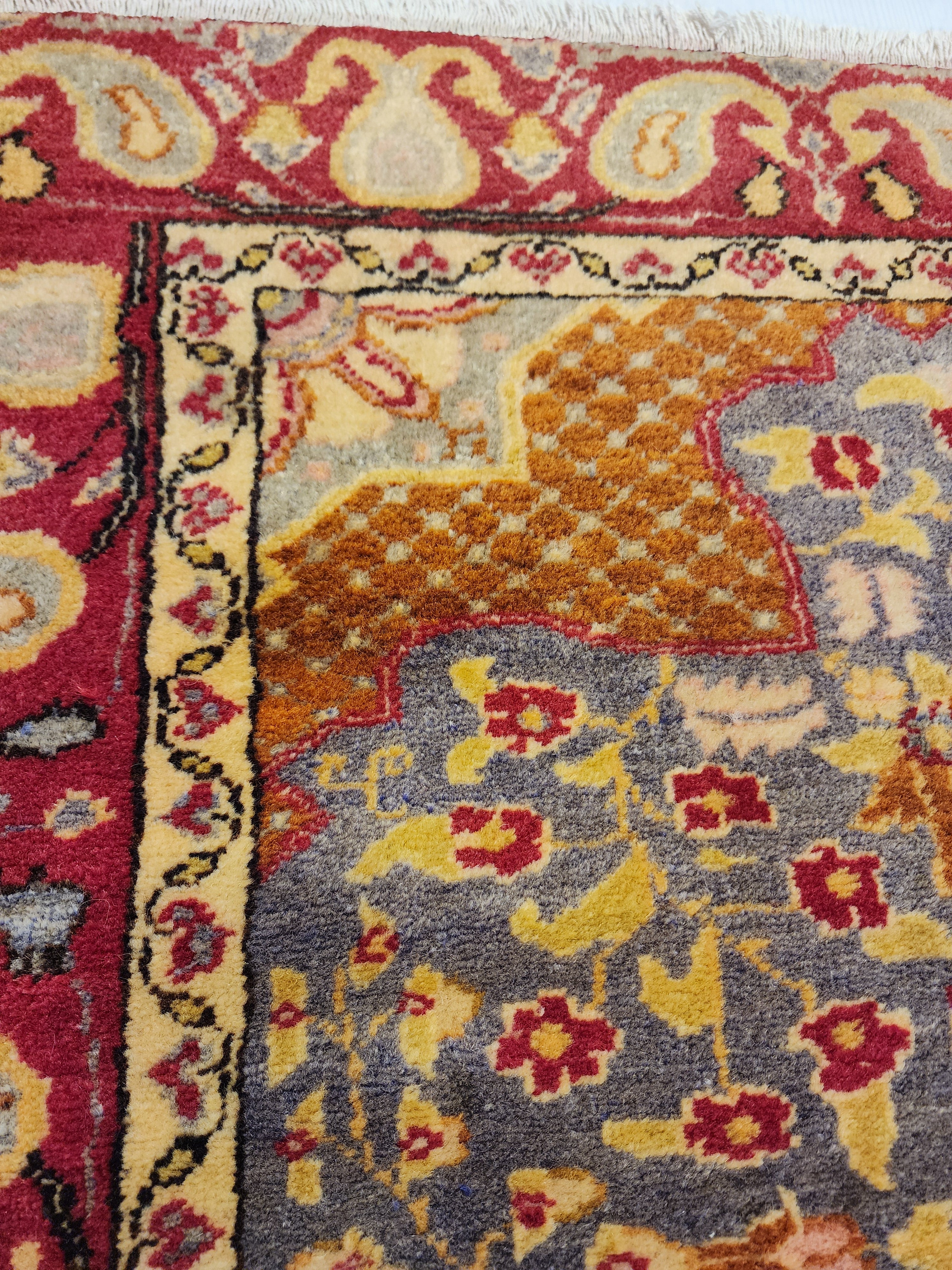 Persian Rug 5 ft 10 in x 4 ft 2 in Gray Brown and Red Persian Rug for the Living or Dining Room Handmade from Natural Wool in Turkey