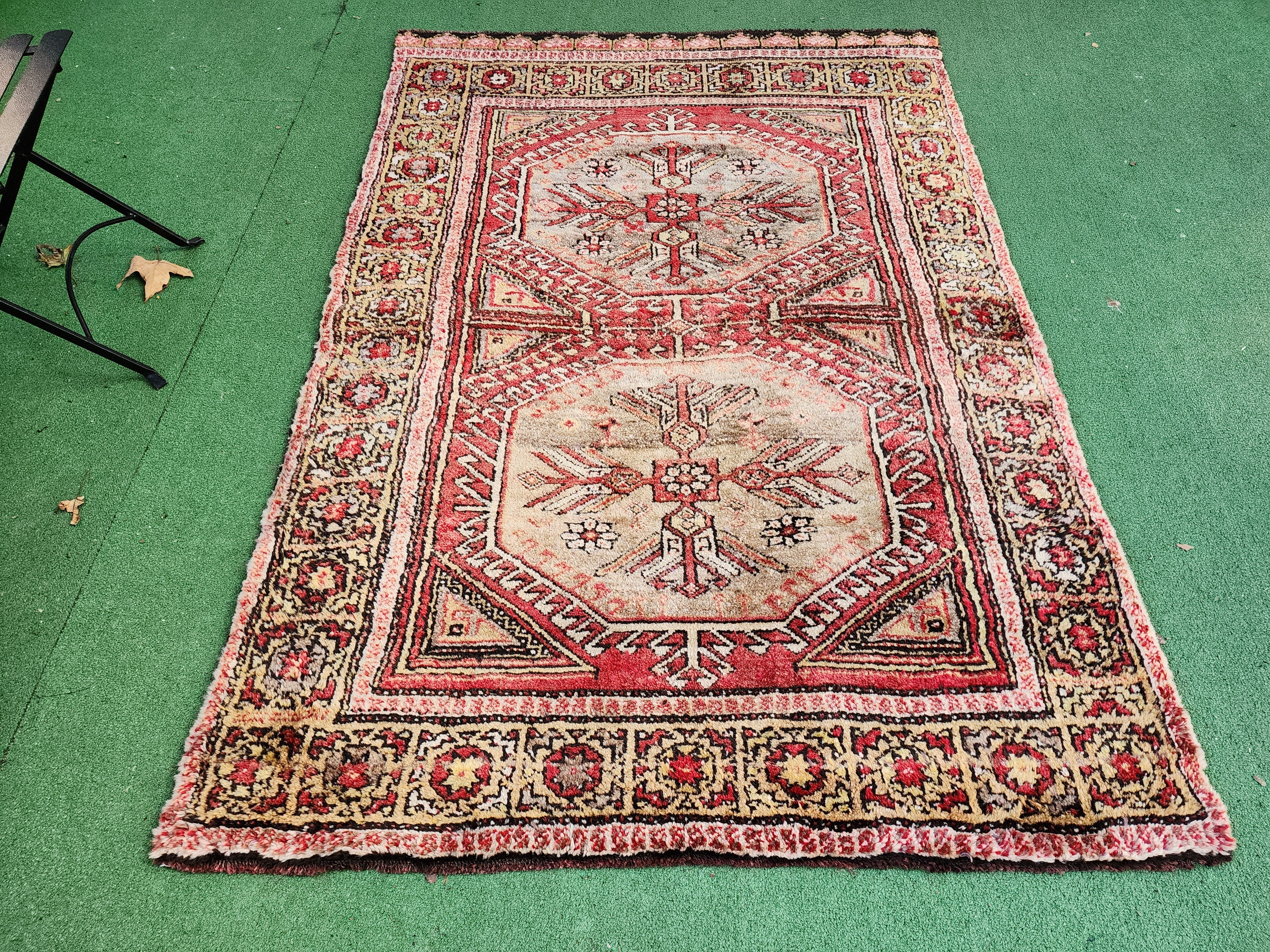 antique Turkish Wool Area Rug — detail texture