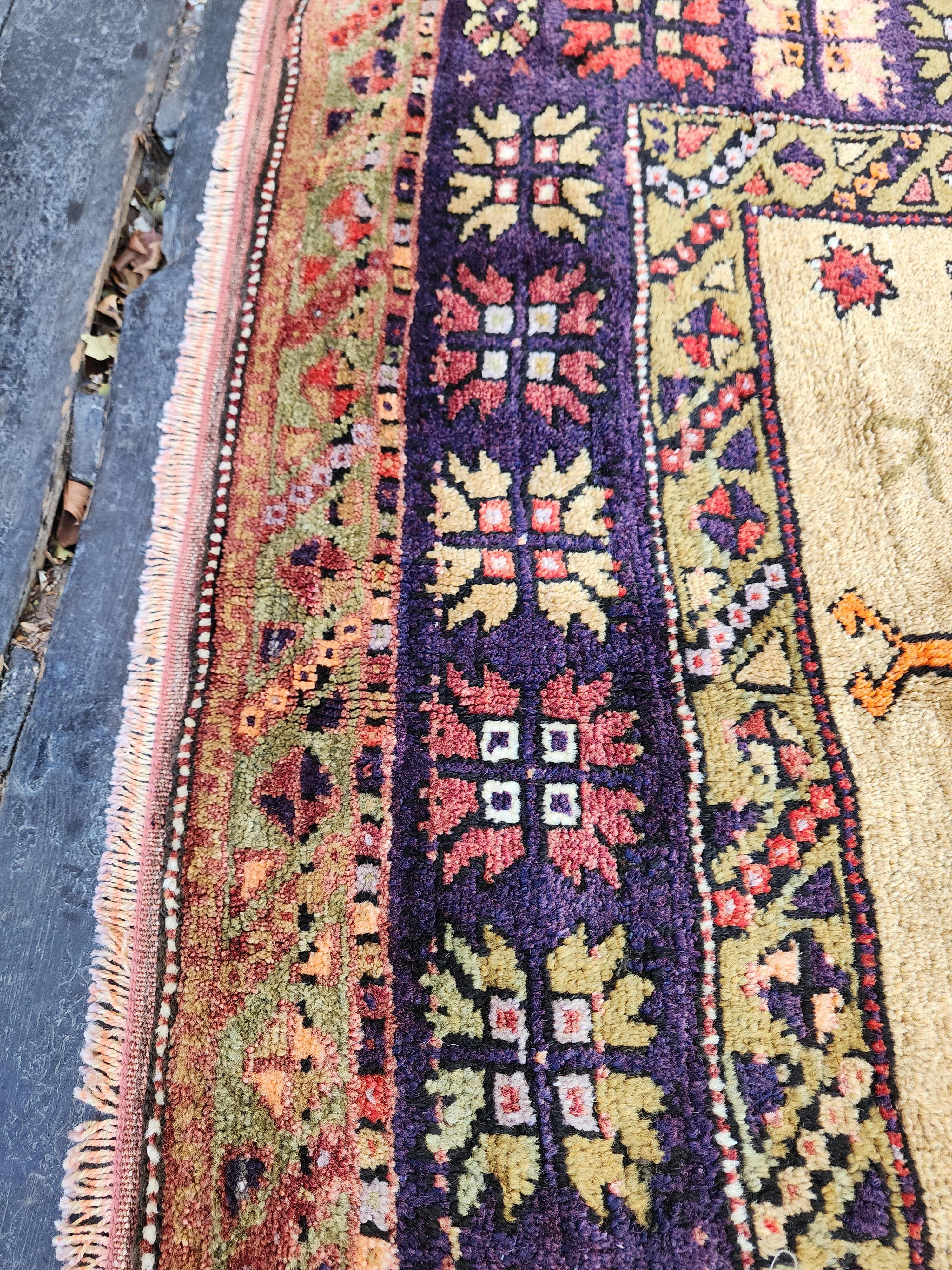 Antique Turkish Konya Prayer Rug with Stepped Mihrab Design