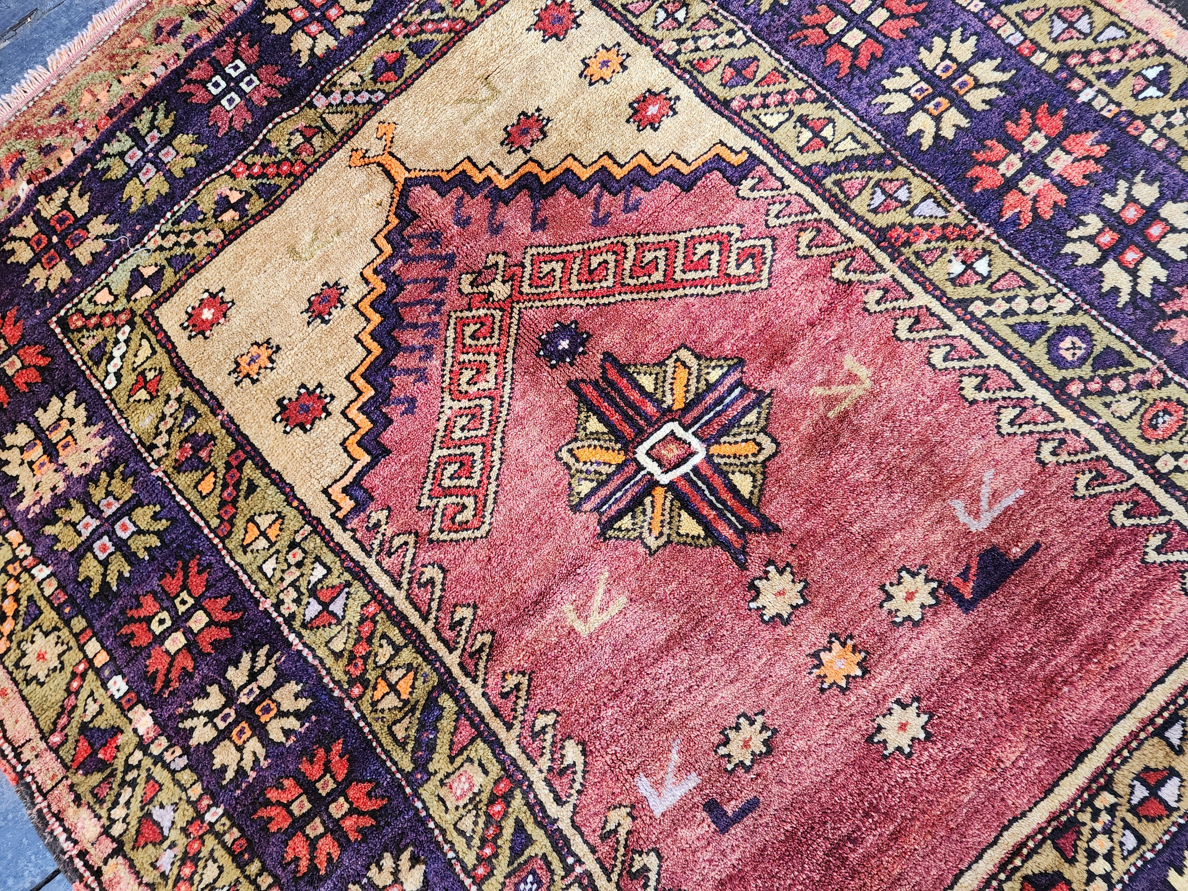 Antique Turkish Konya Prayer Rug with Stepped Mihrab Design