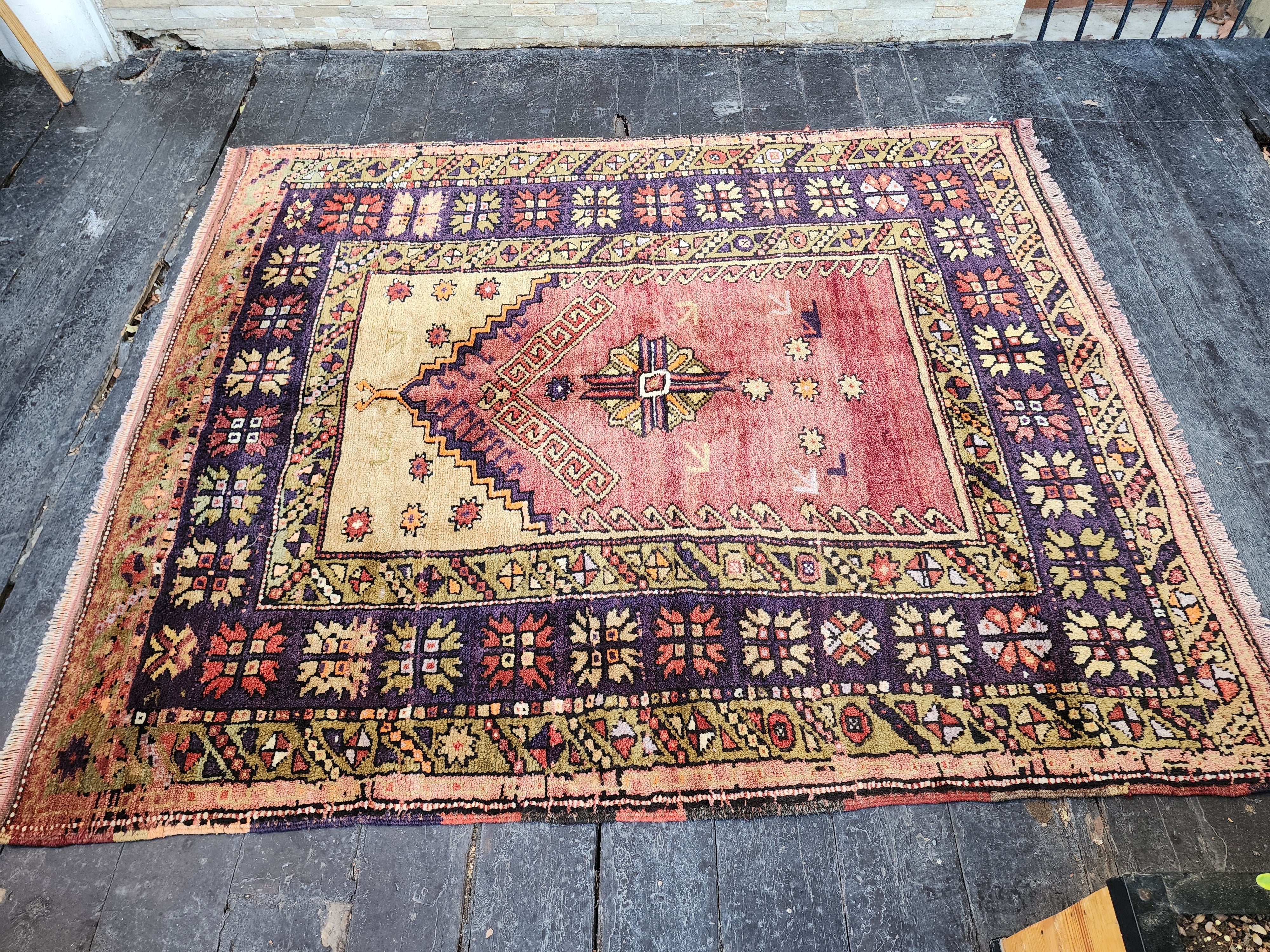 antique Konya Small Rug — pile detail