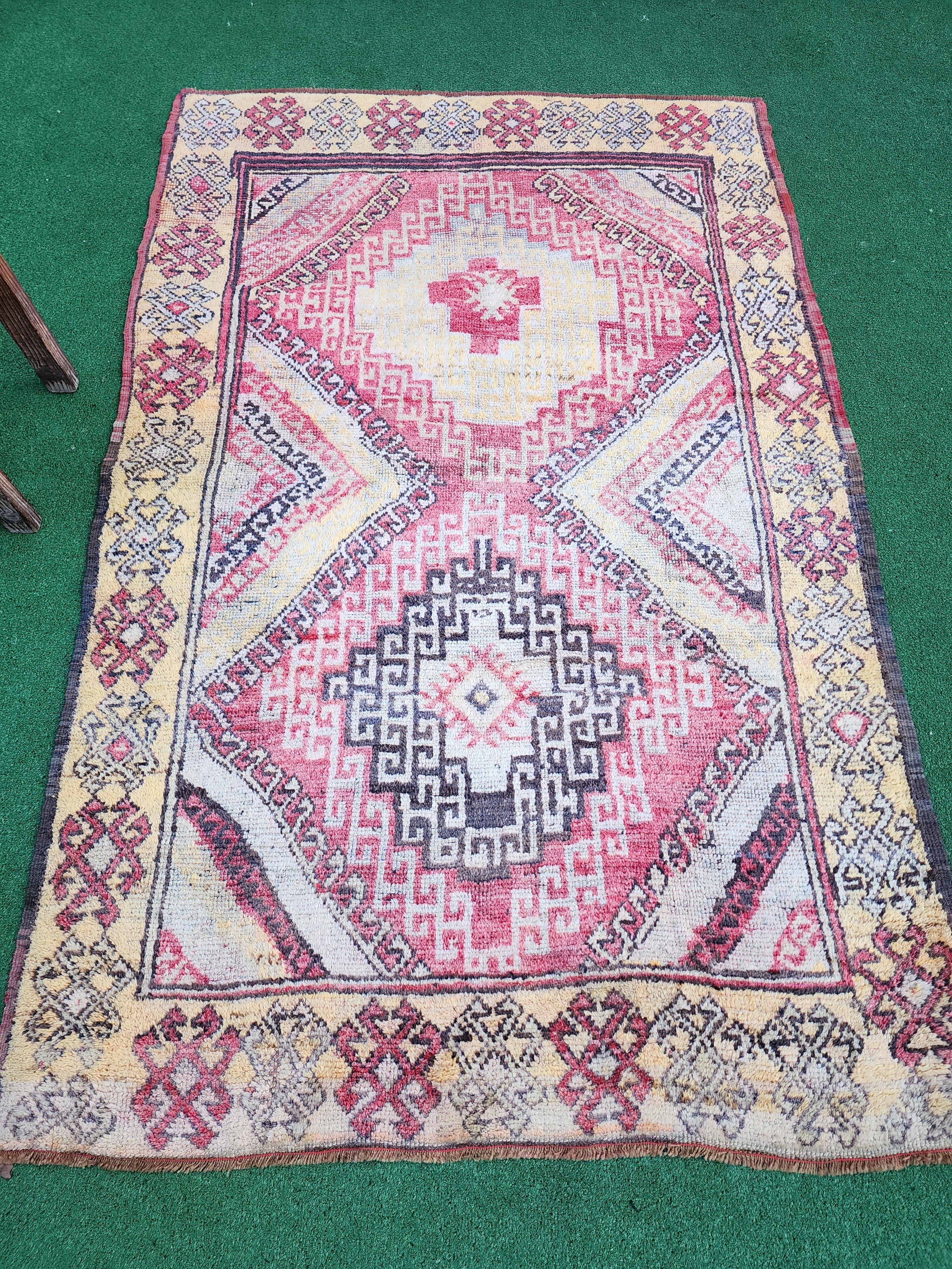 antique Konya Wool Small Rug — detail texture