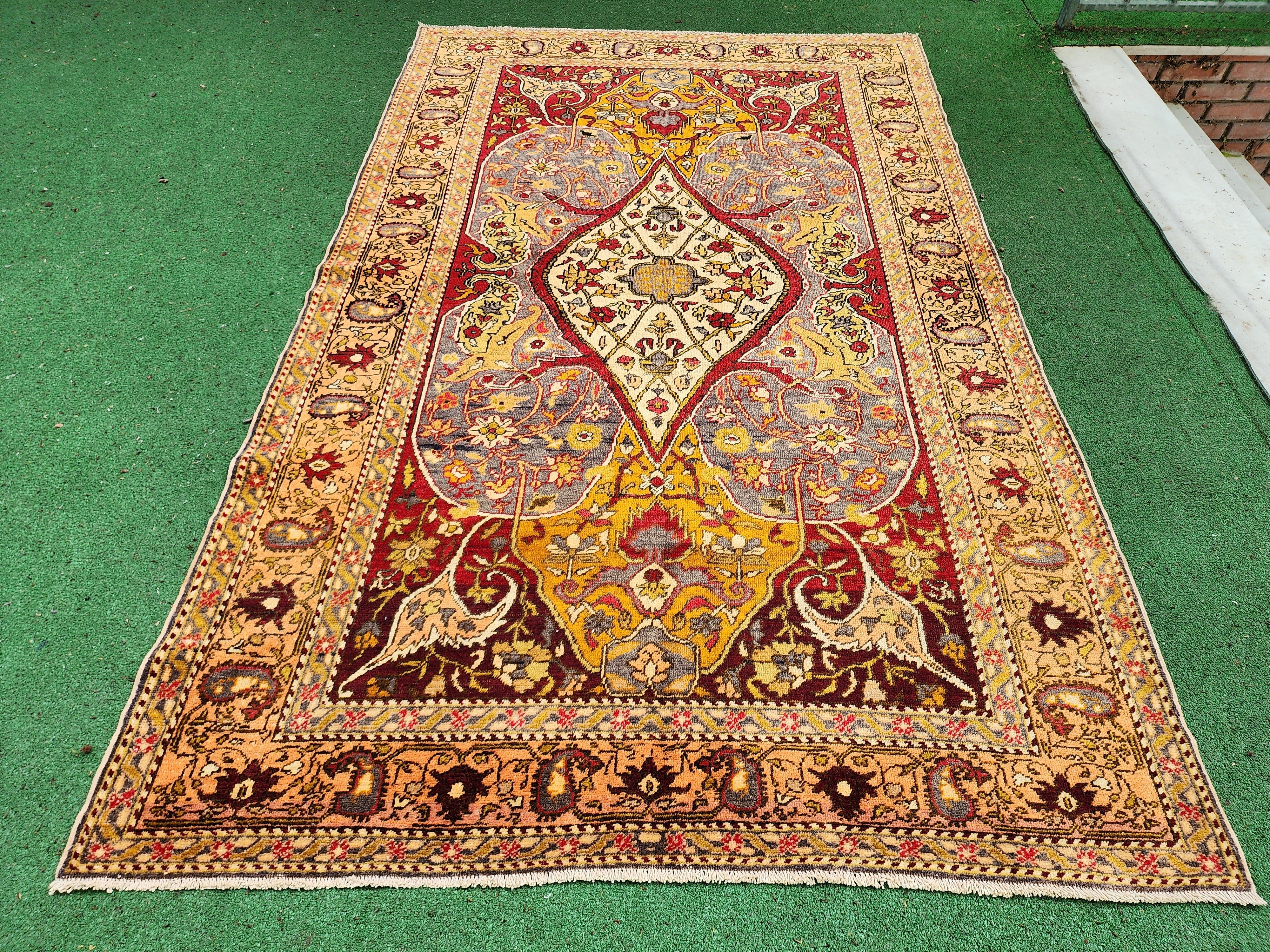 antique Anatolian Wool Large Area Rug — detail texture