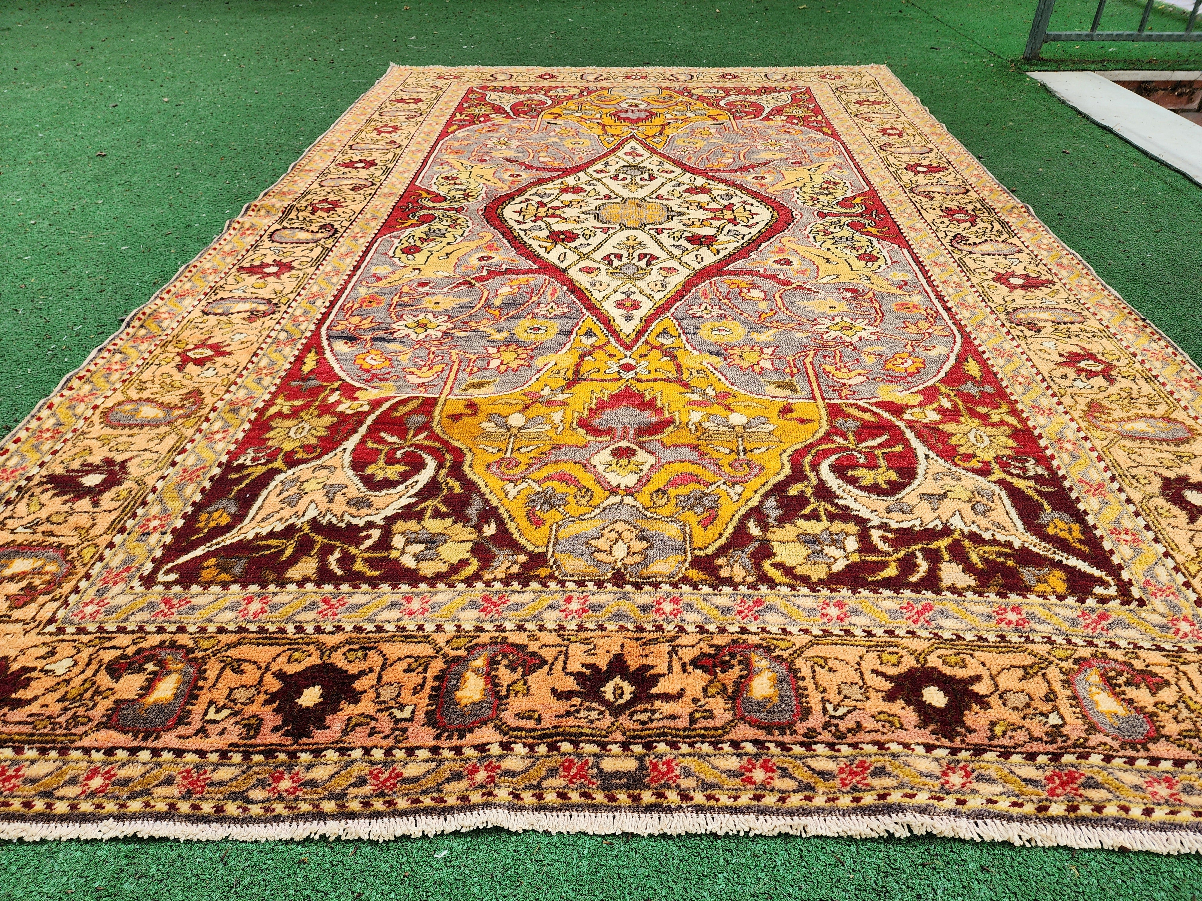 antique Anatolian Wool Large Area Rug — pattern close-up