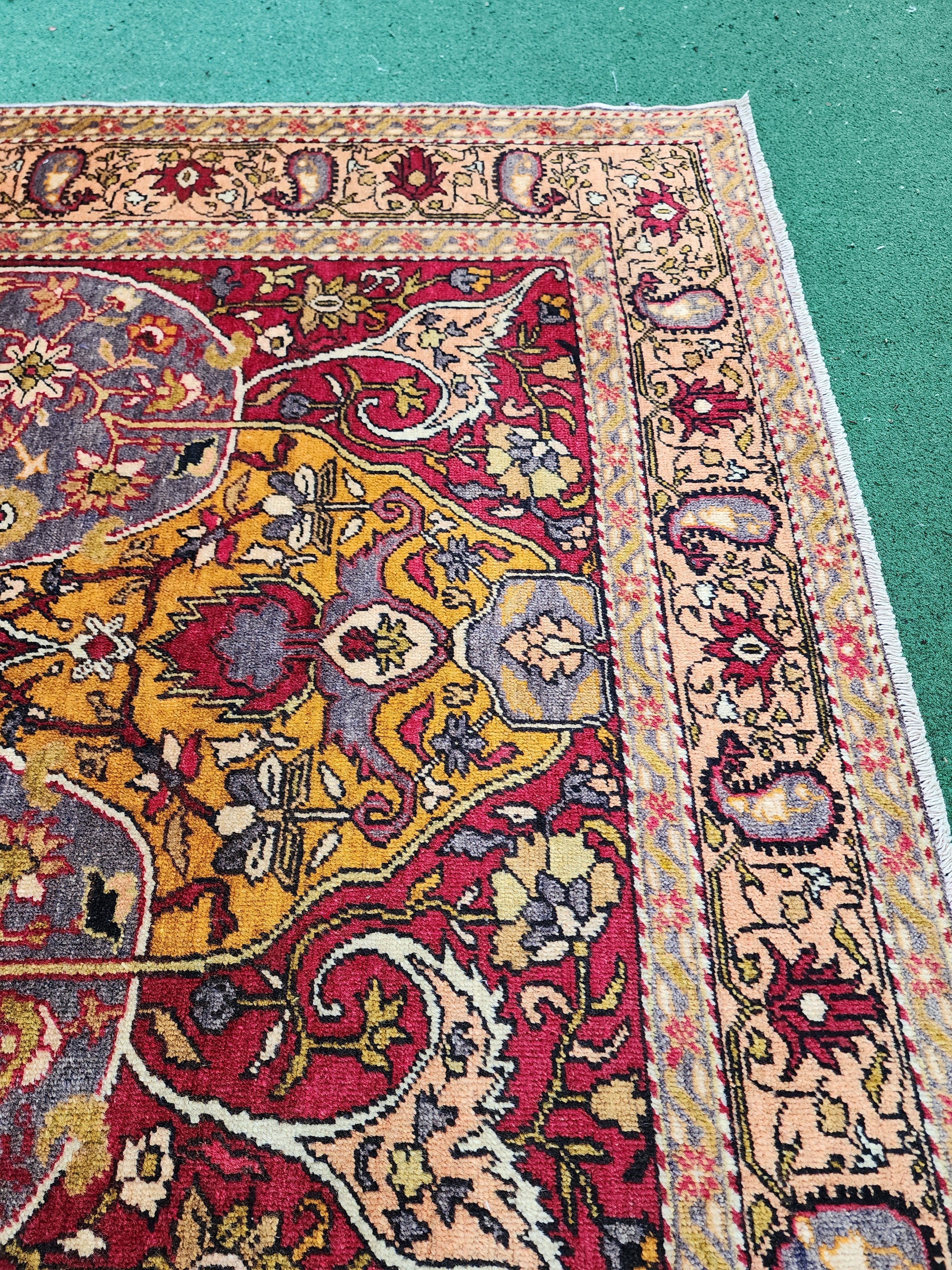 antique Anatolian Wool Large Area Rug — border pattern