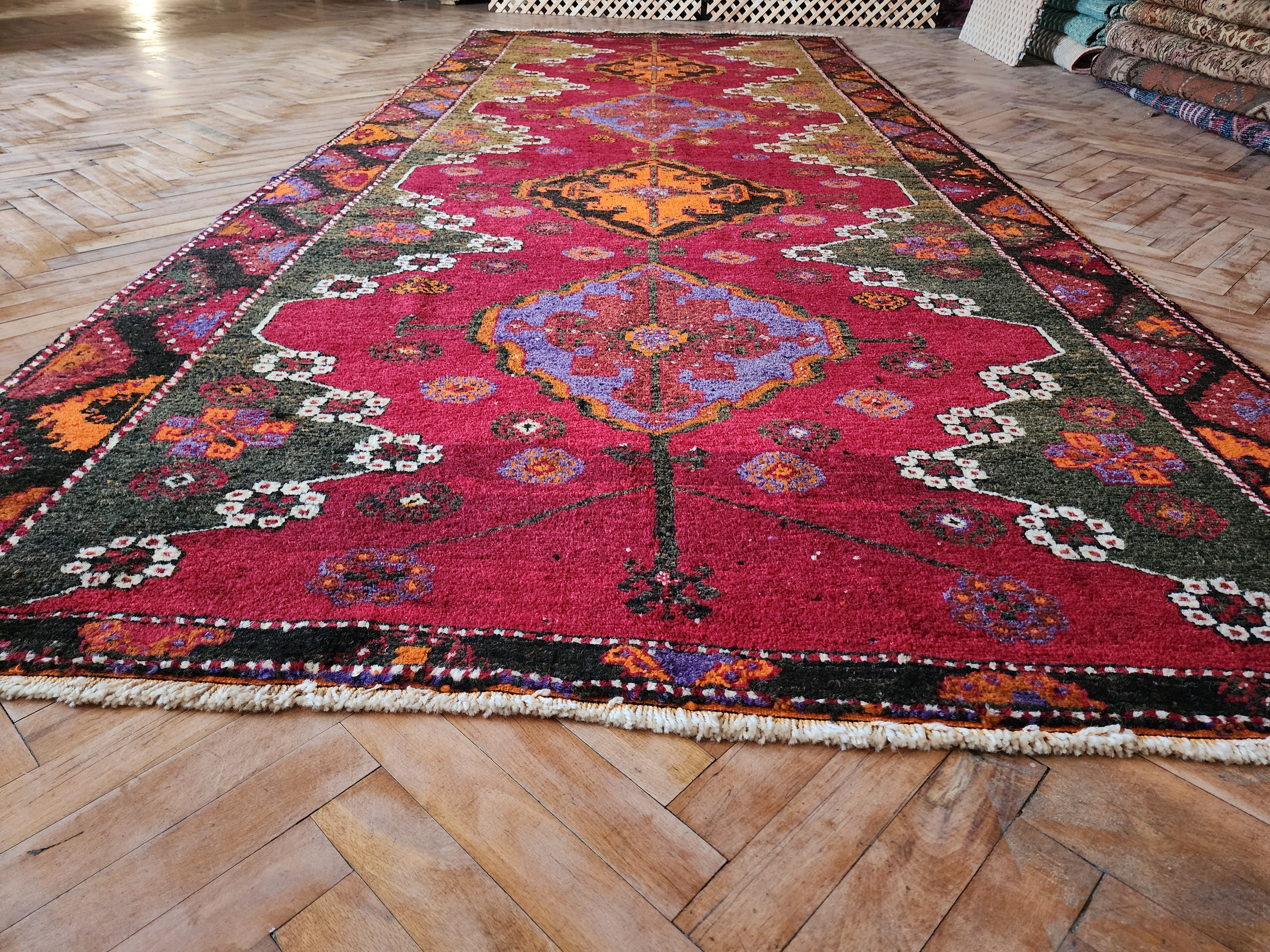 antique Konya Wool Runner Rug — styled view