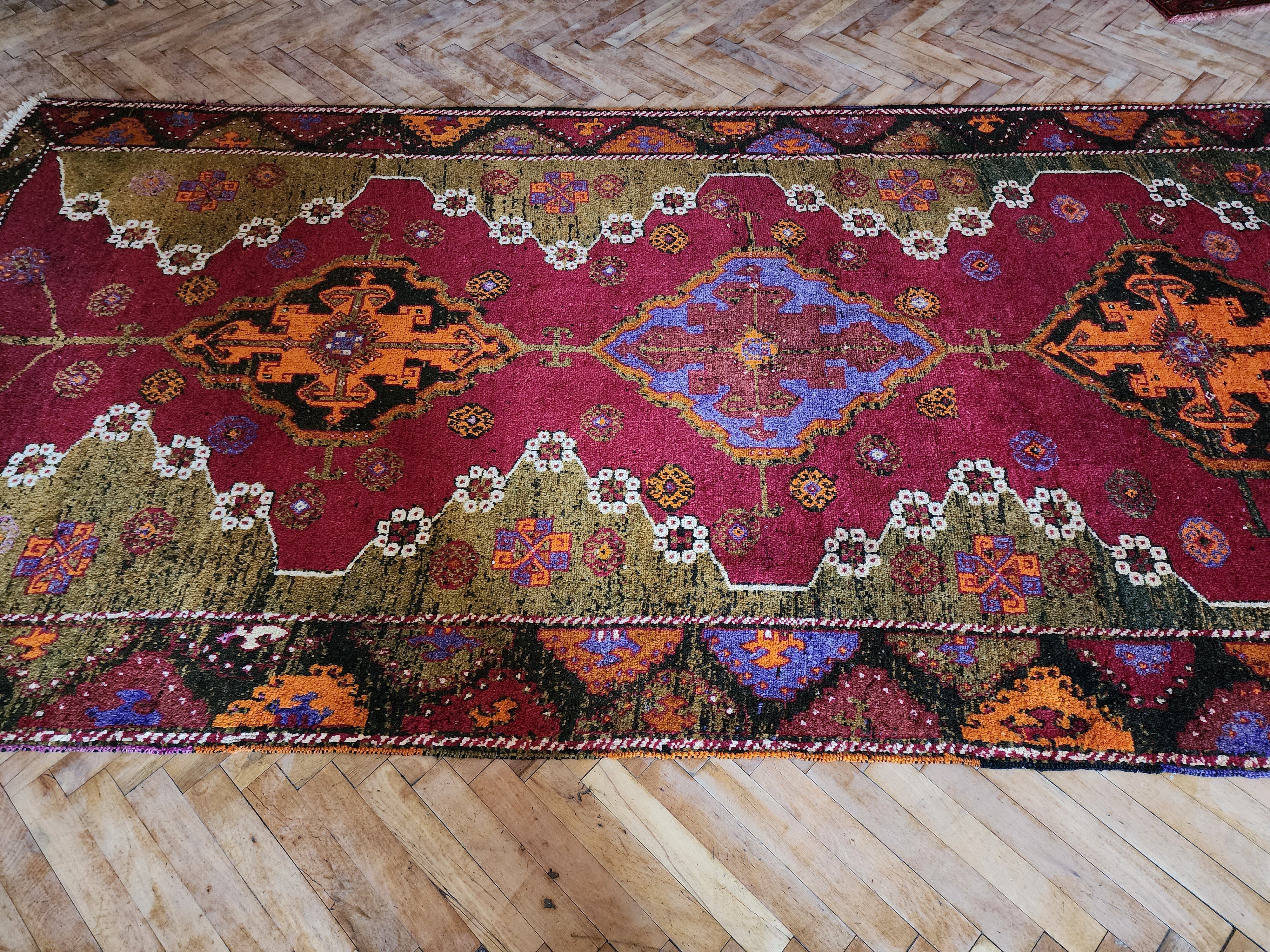 antique Konya Wool Runner Rug — styled view