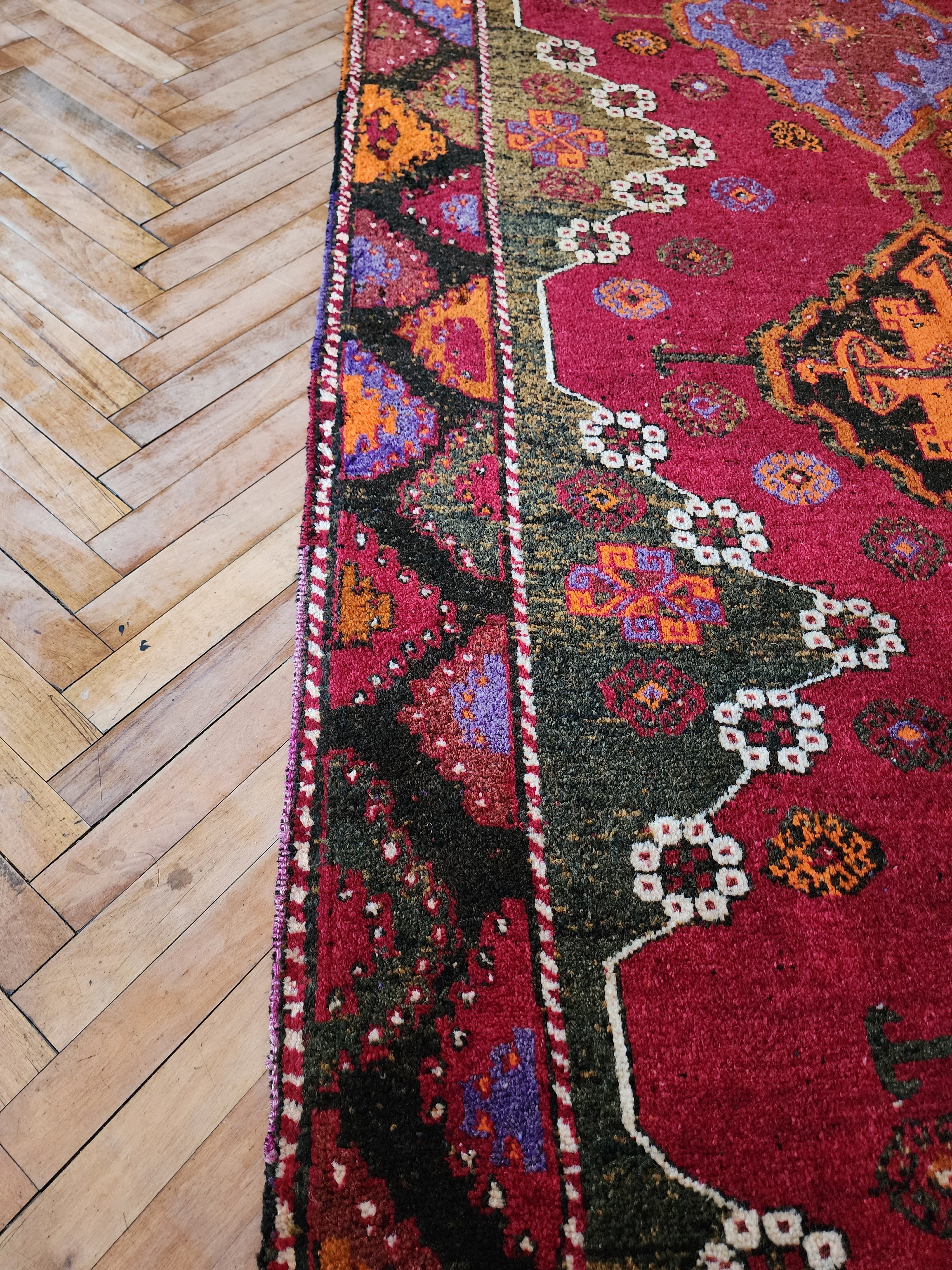antique Konya Wool Runner Rug — detail texture