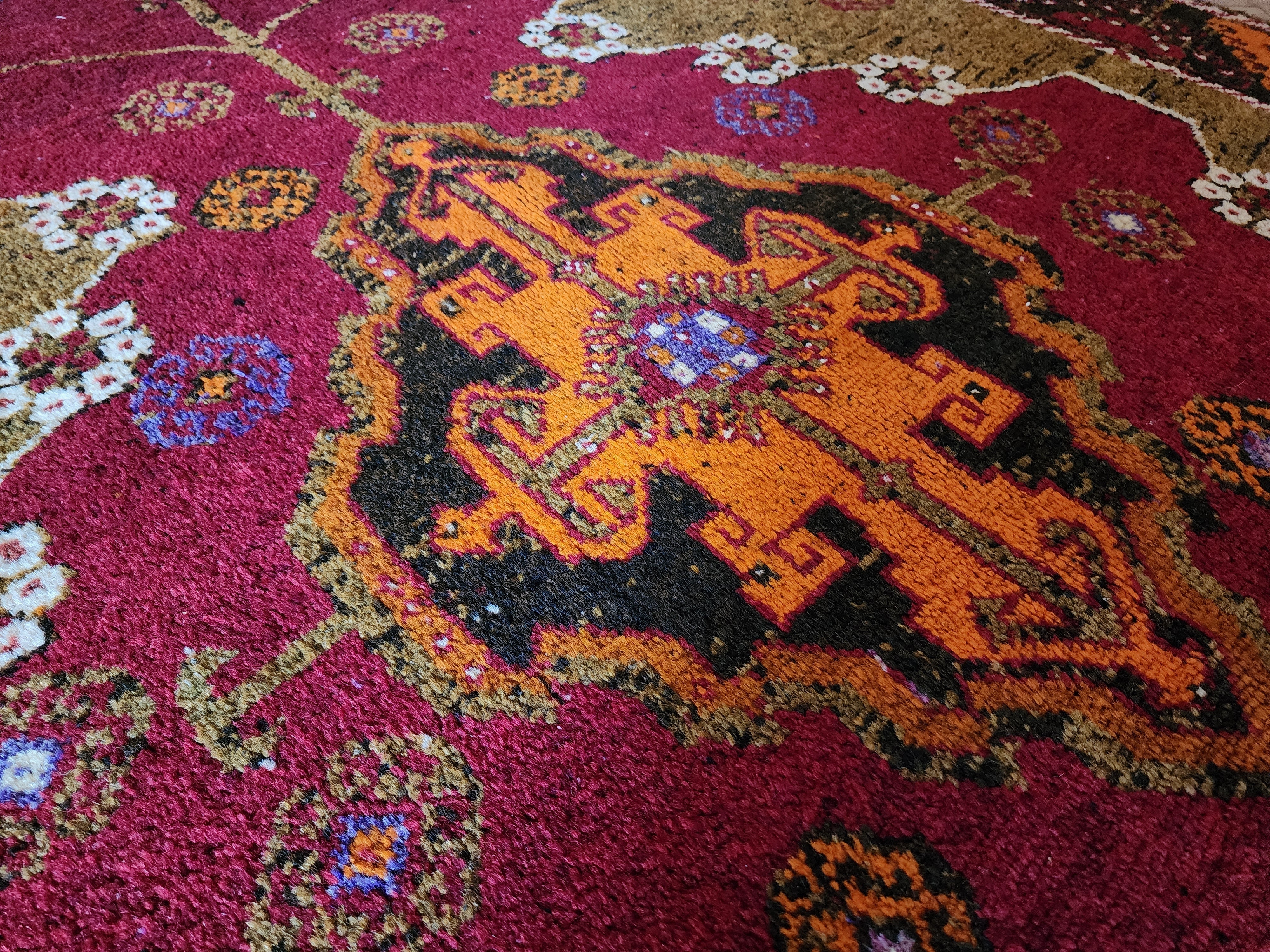 antique Konya Wool Runner Rug — border pattern