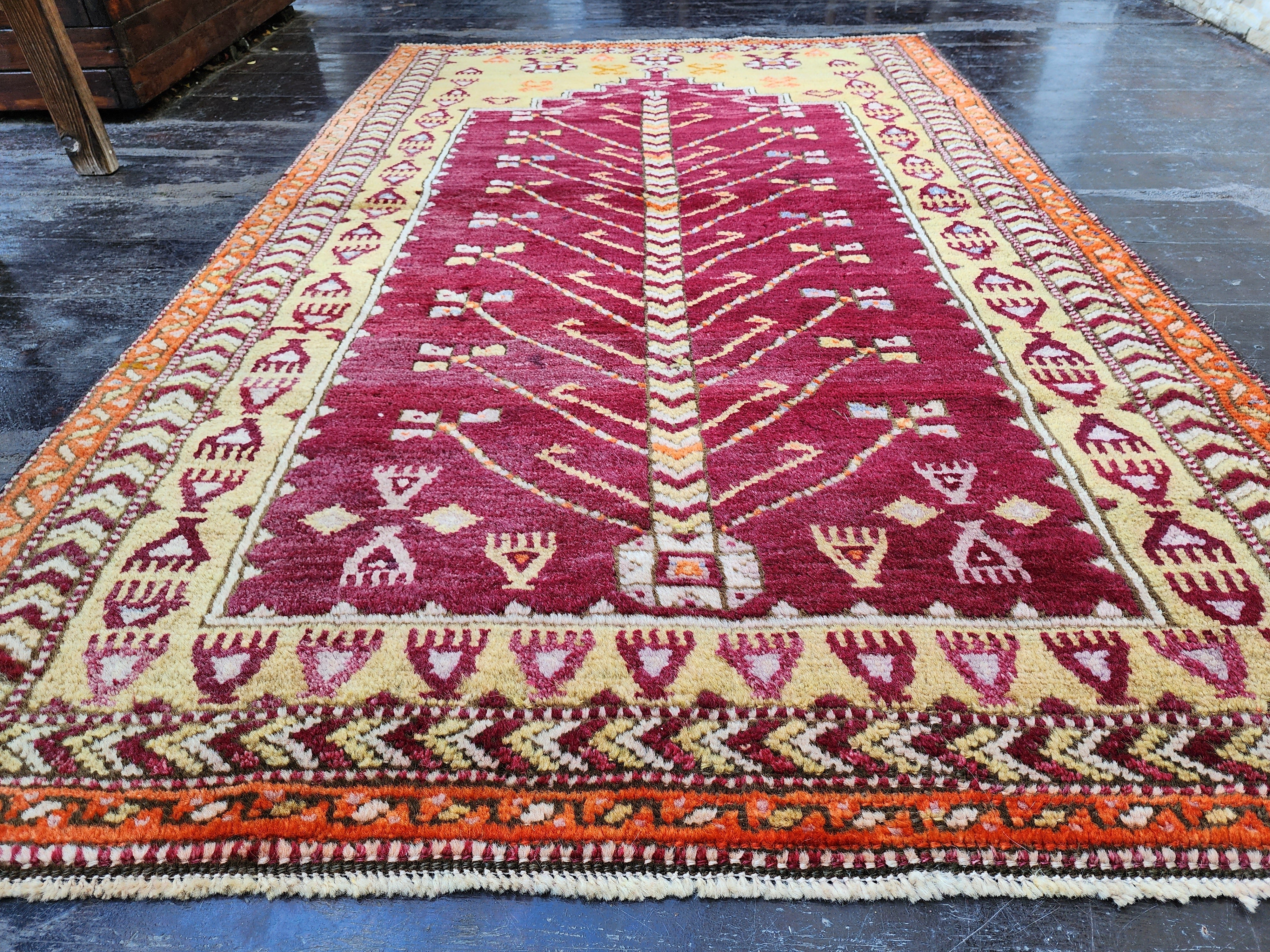 antique Turkish Wool Small Rug — border pattern