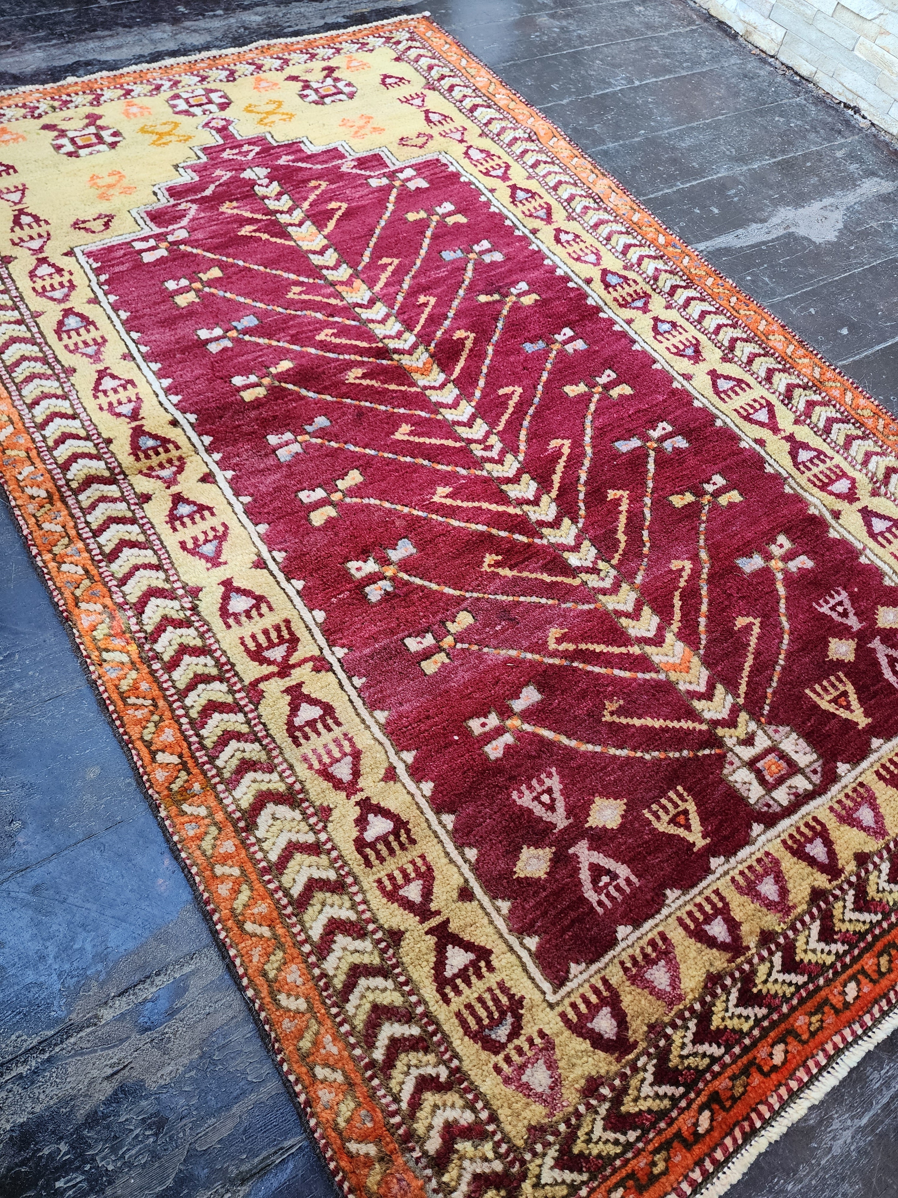 antique Turkish Wool Small Rug — back view