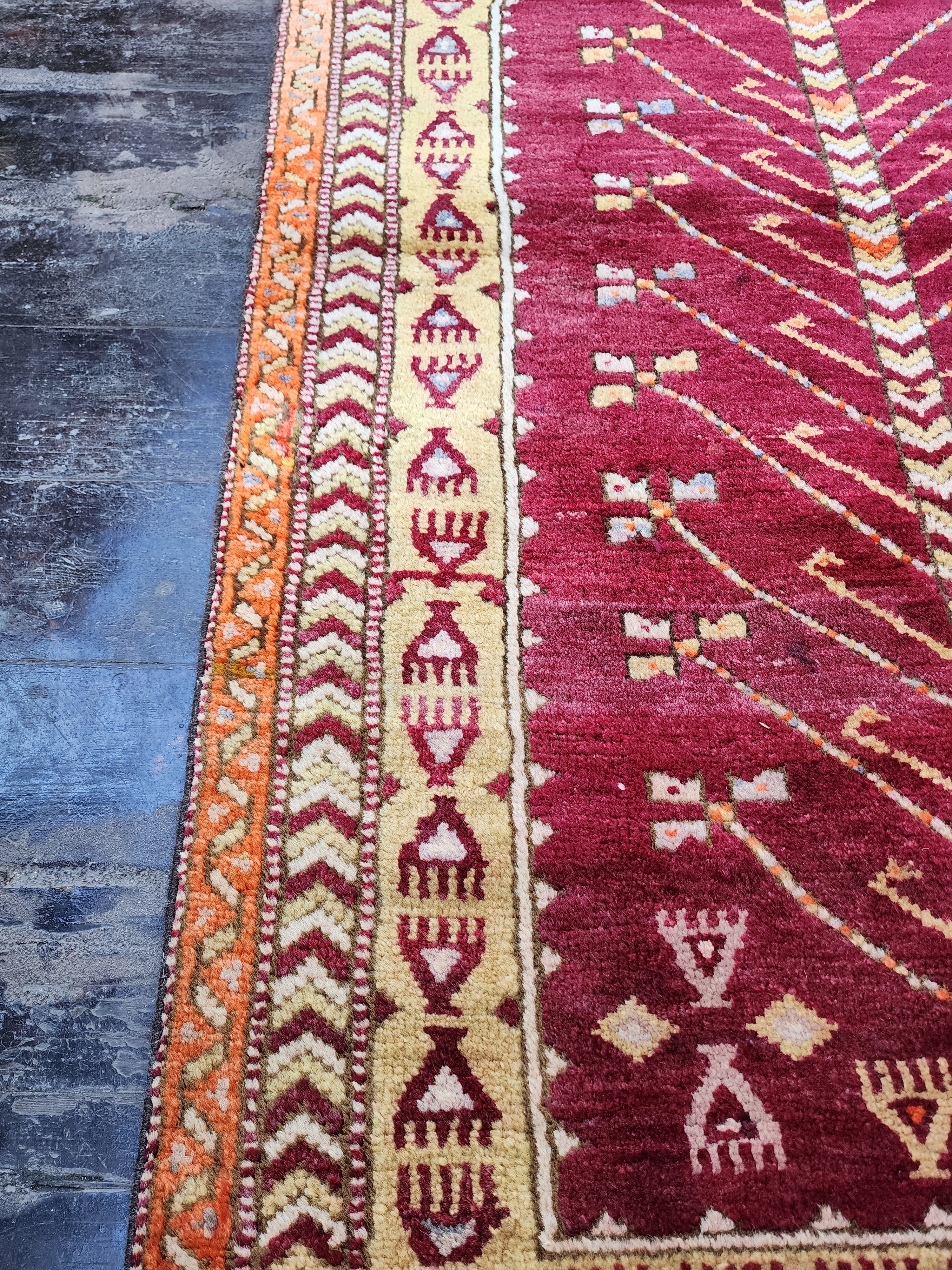 antique Turkish Wool Small Rug — pattern close-up