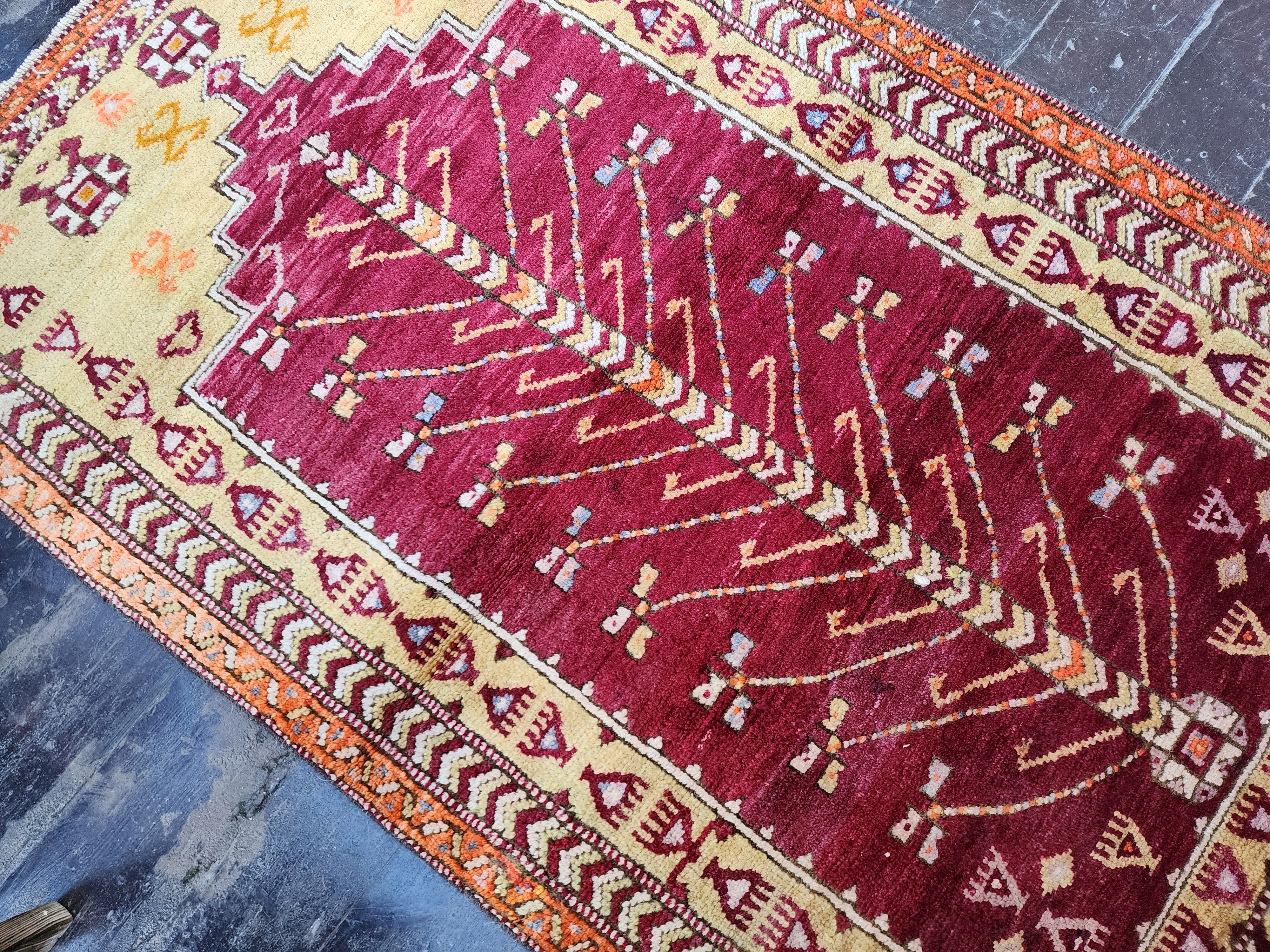 antique Turkish Wool Small Rug — corner detail