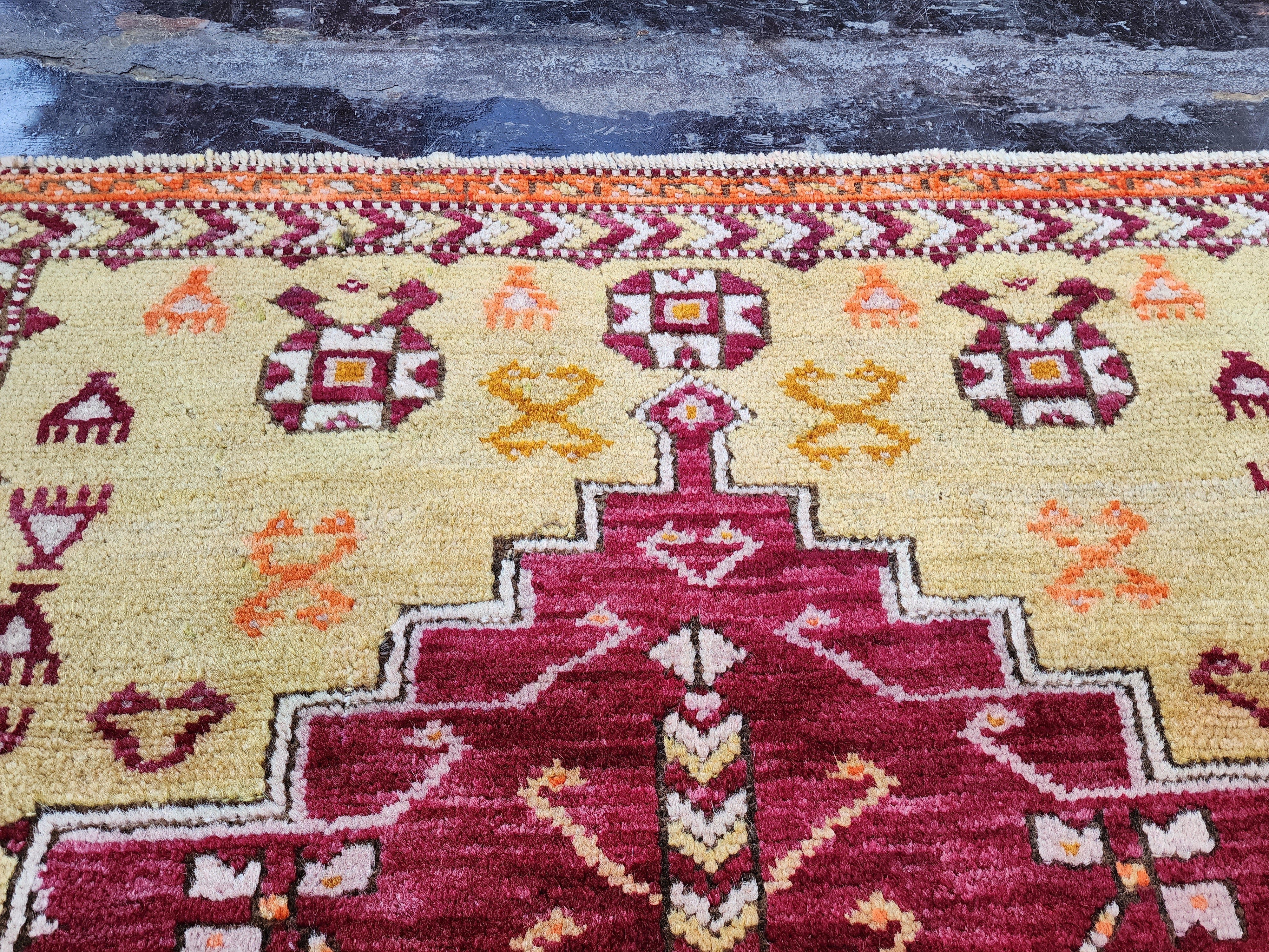 antique Turkish Wool Small Rug — edge weave
