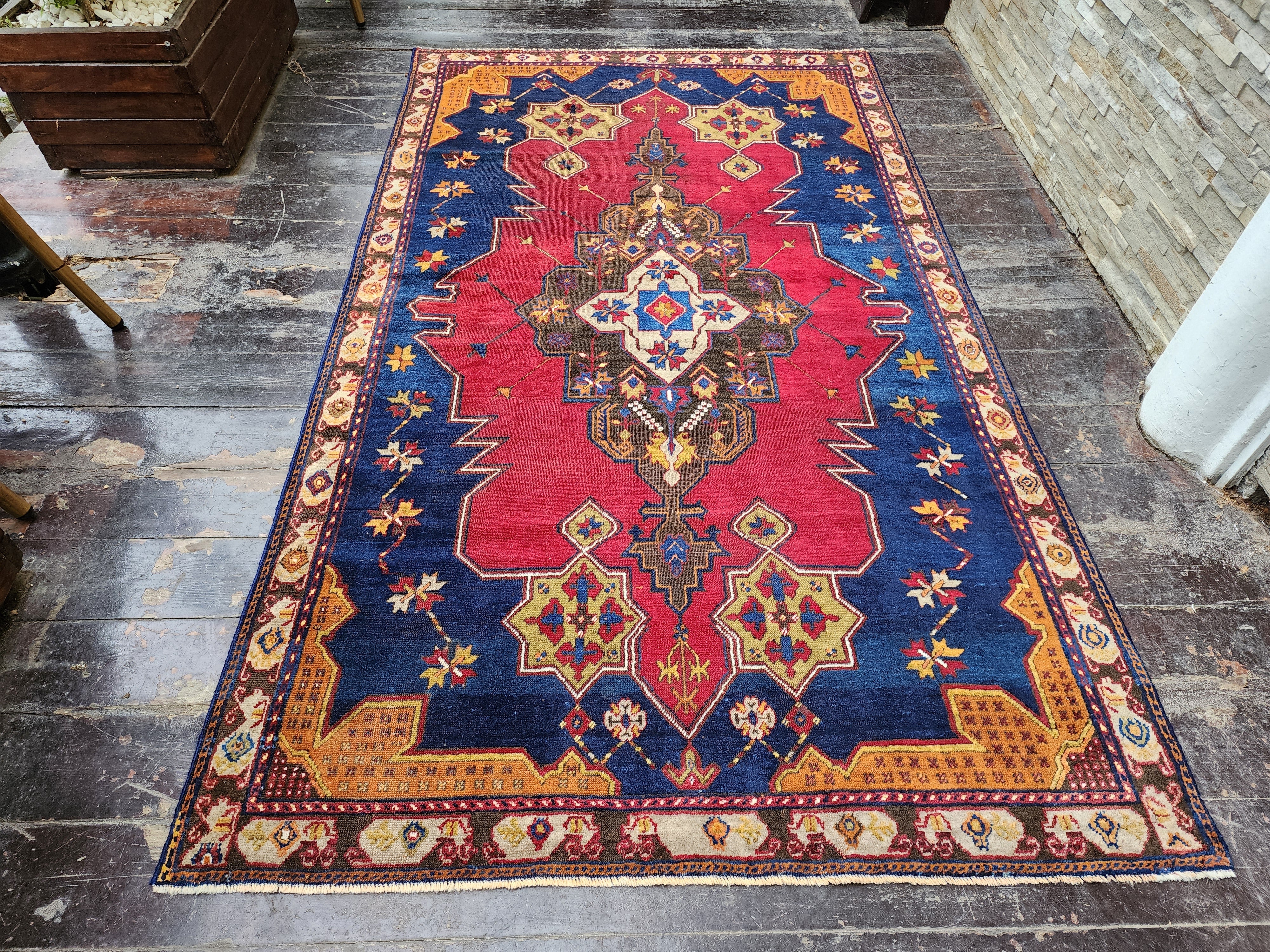 antique Turkish Wool Area Rug — detail texture