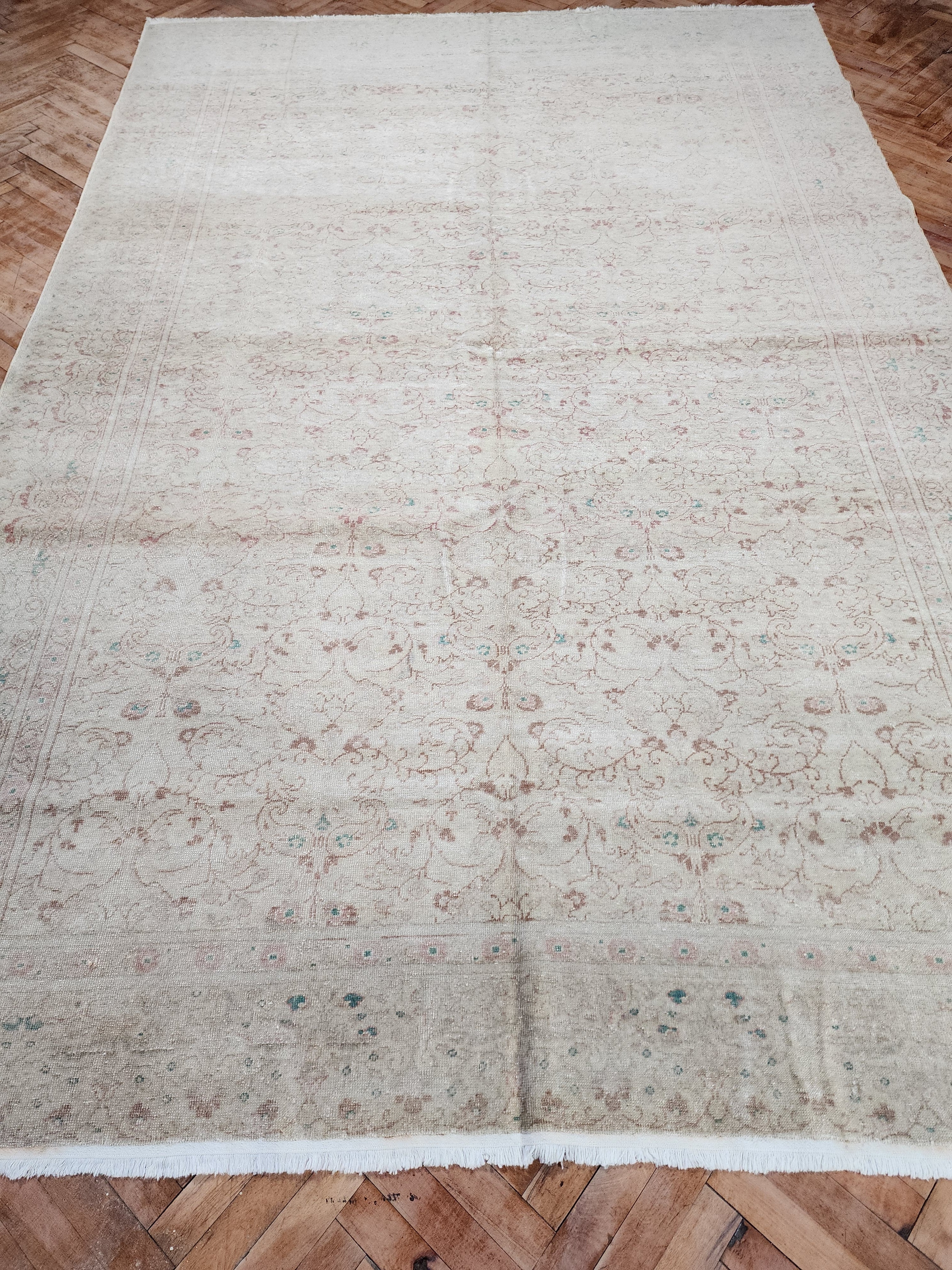 antique Kayseri Wool Large Area Rug — back view
